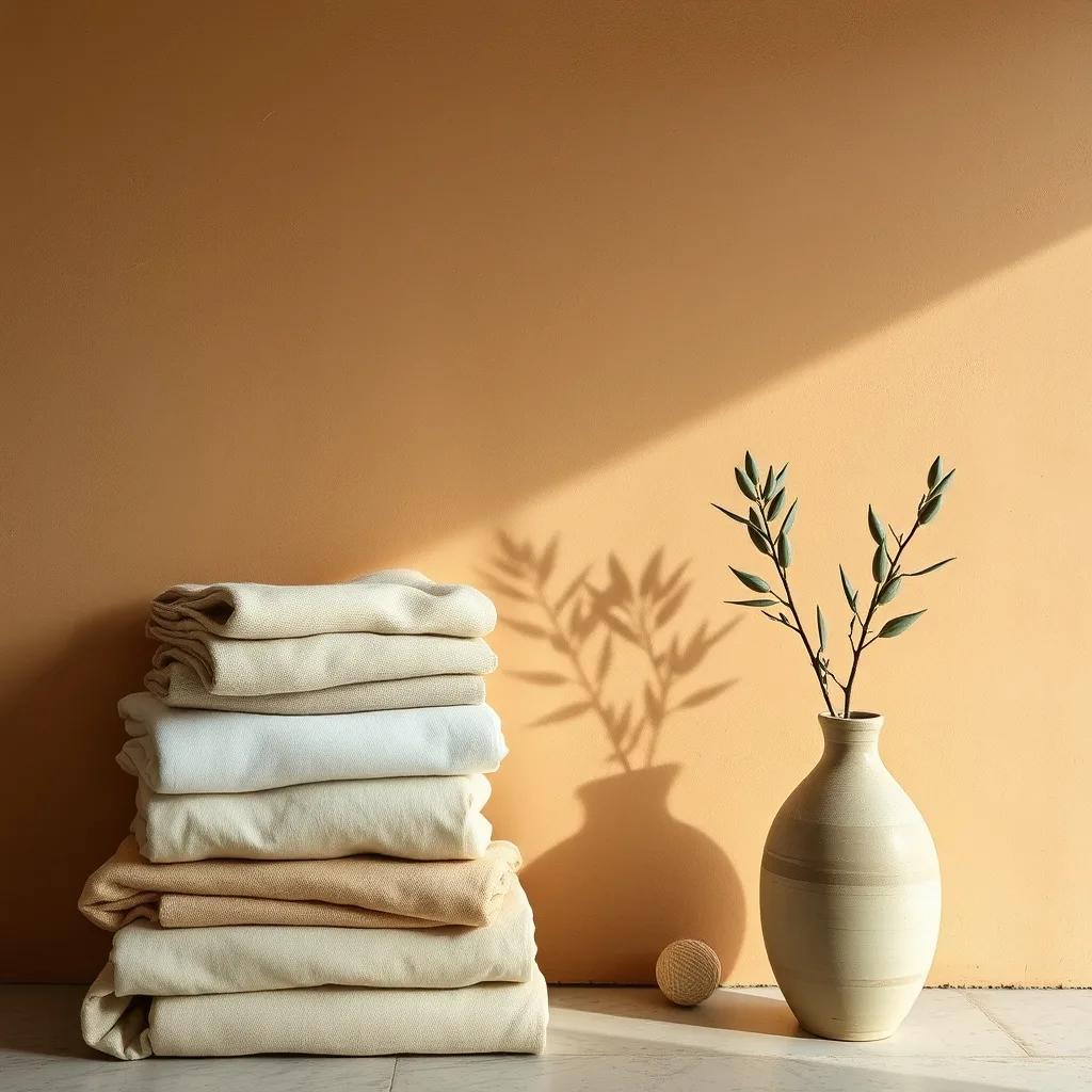 Material detail, lime plaster, linen and wool, Provencal interior
