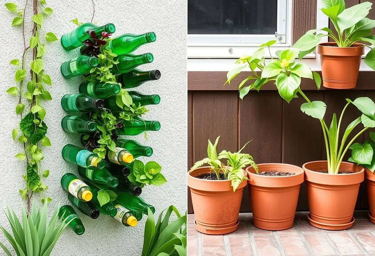 Jardín vertical con botellas recicladas: ¡creatividad verde!