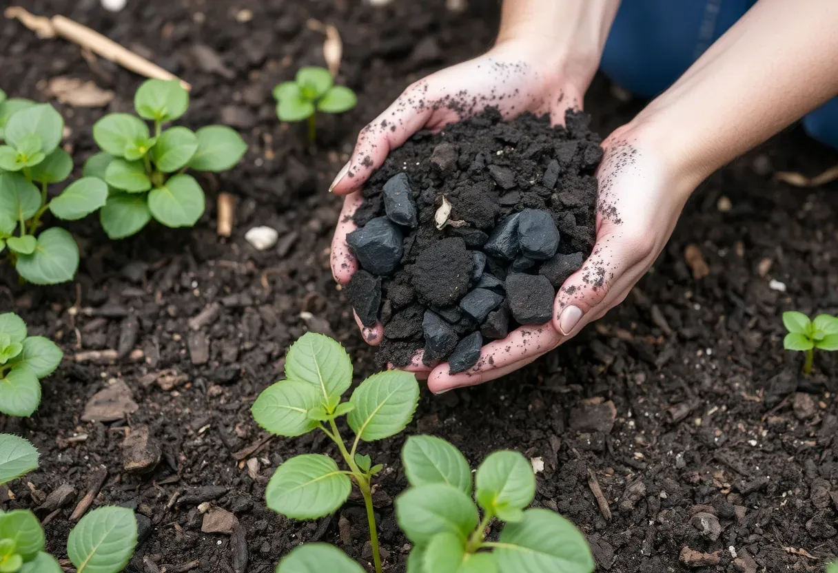 Mejora suelo con carbón vegetal