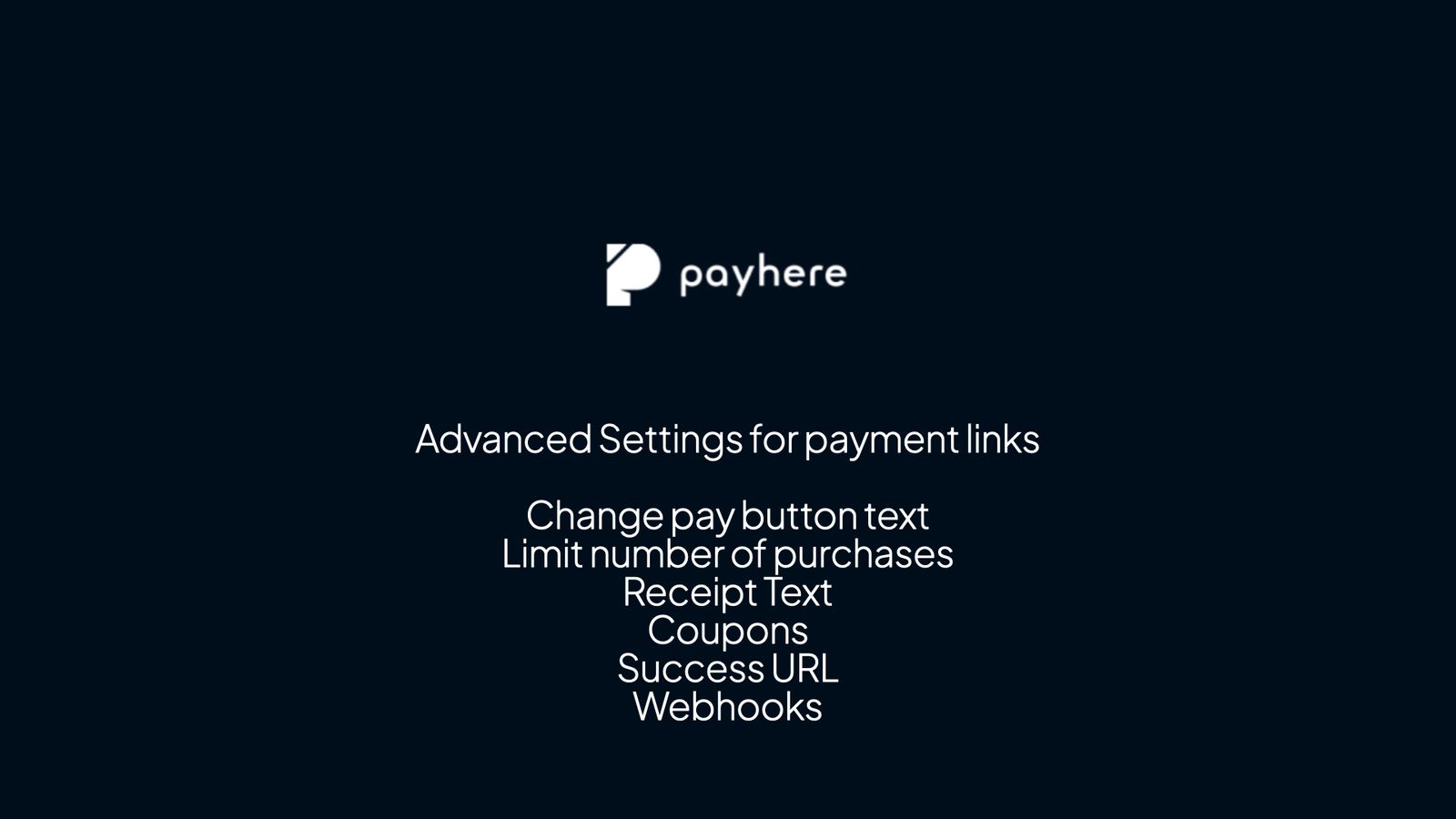 Payment Links- Advanced Settings