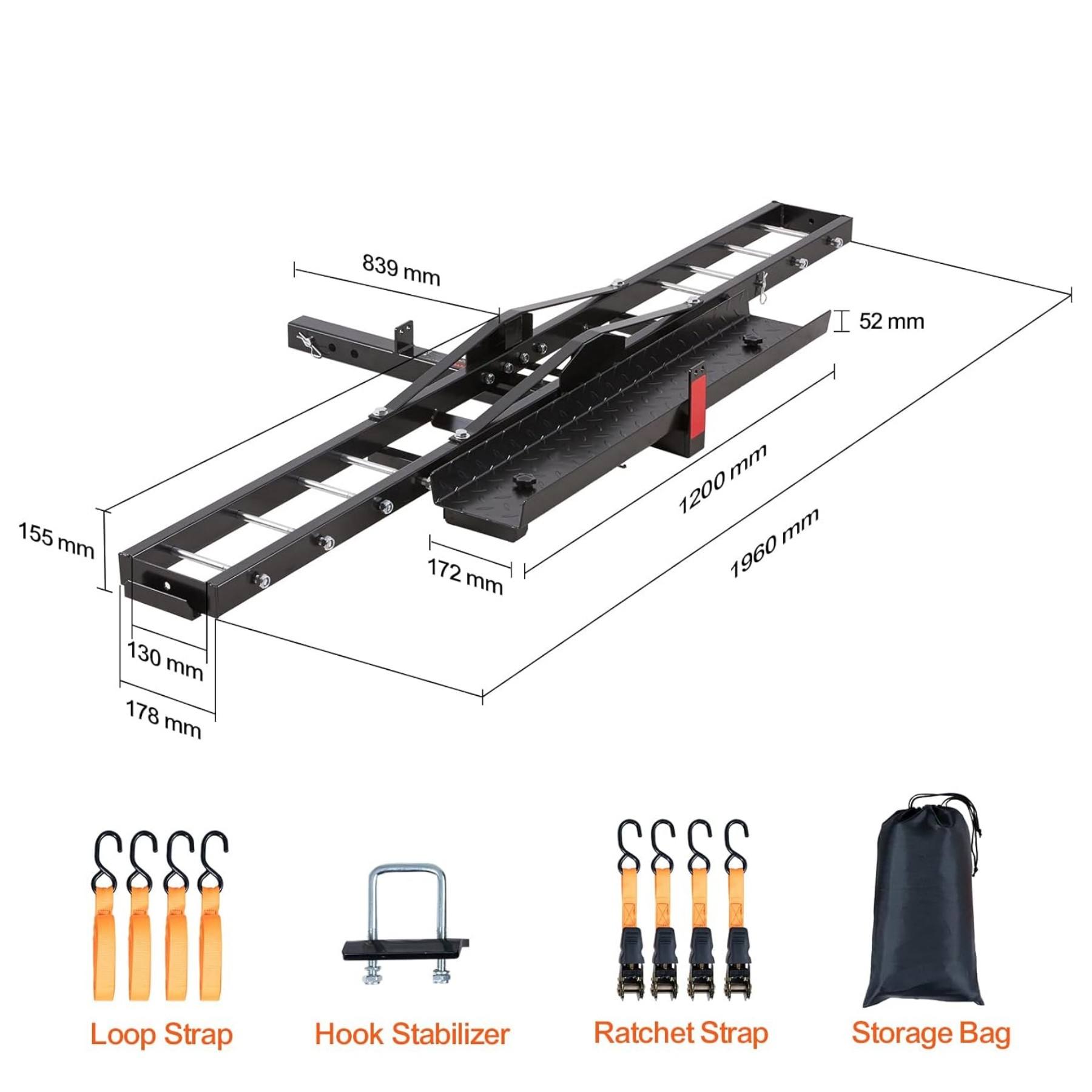 600 LBS Steel Motorcycle Carrier Hitch Mount with 47" Longer Ramp Motorcycle Carrier - View 5