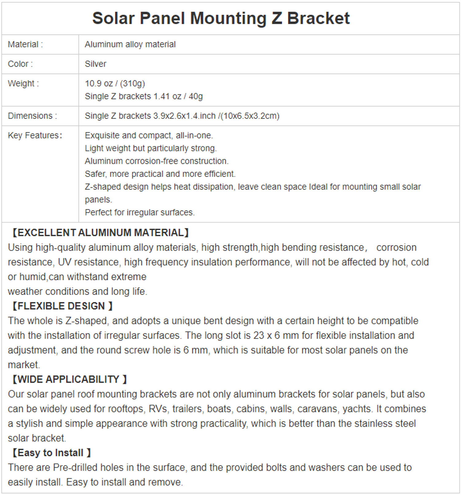 Multiple Z bracket sets arranged for solar installation
