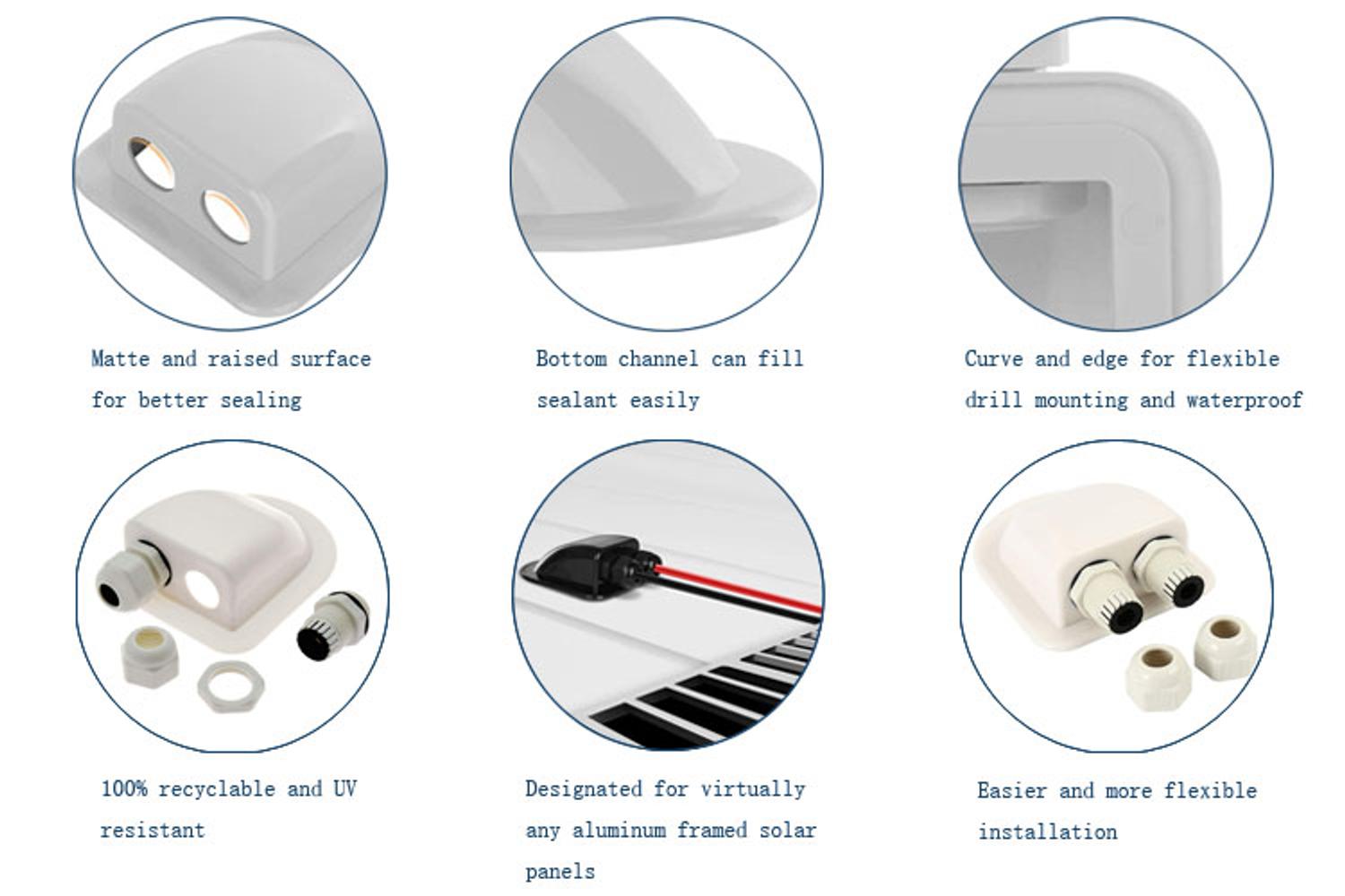 Waterproof ABS double solar cable entry box exterior