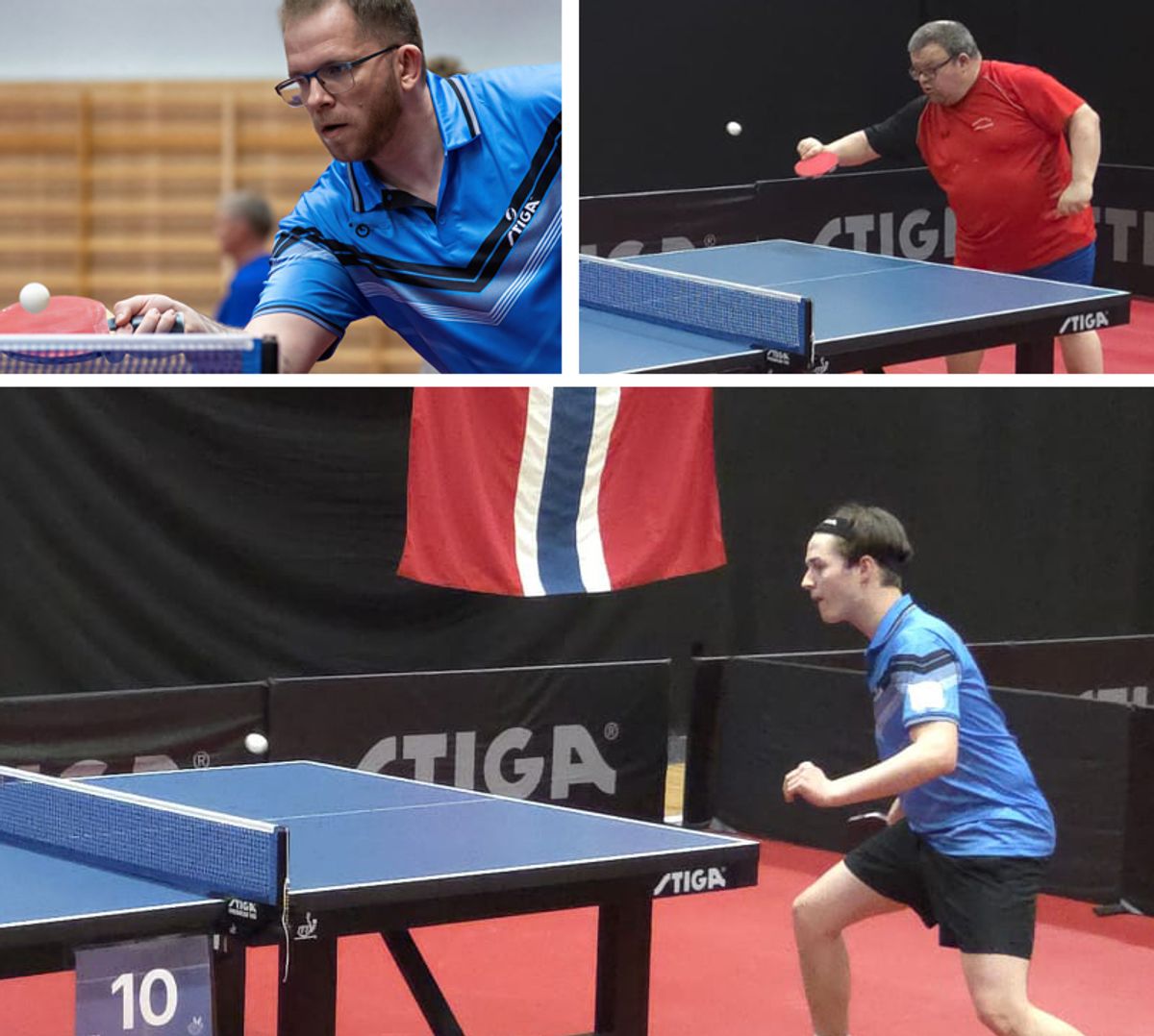 Collage med bordtennisspillere