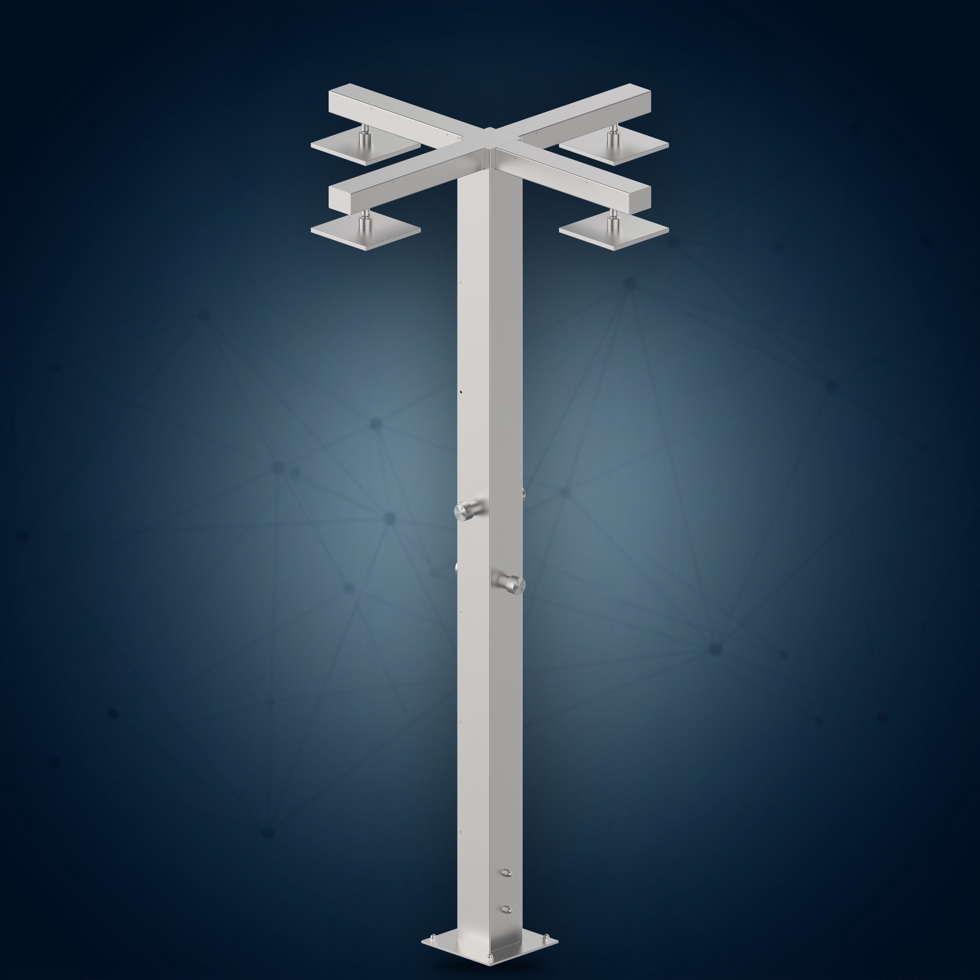 Colonna doccia da esterno con 4 rubinetti temporizzati e 4 soffioni S07 200X200 mm Q120.AST, collezione Community