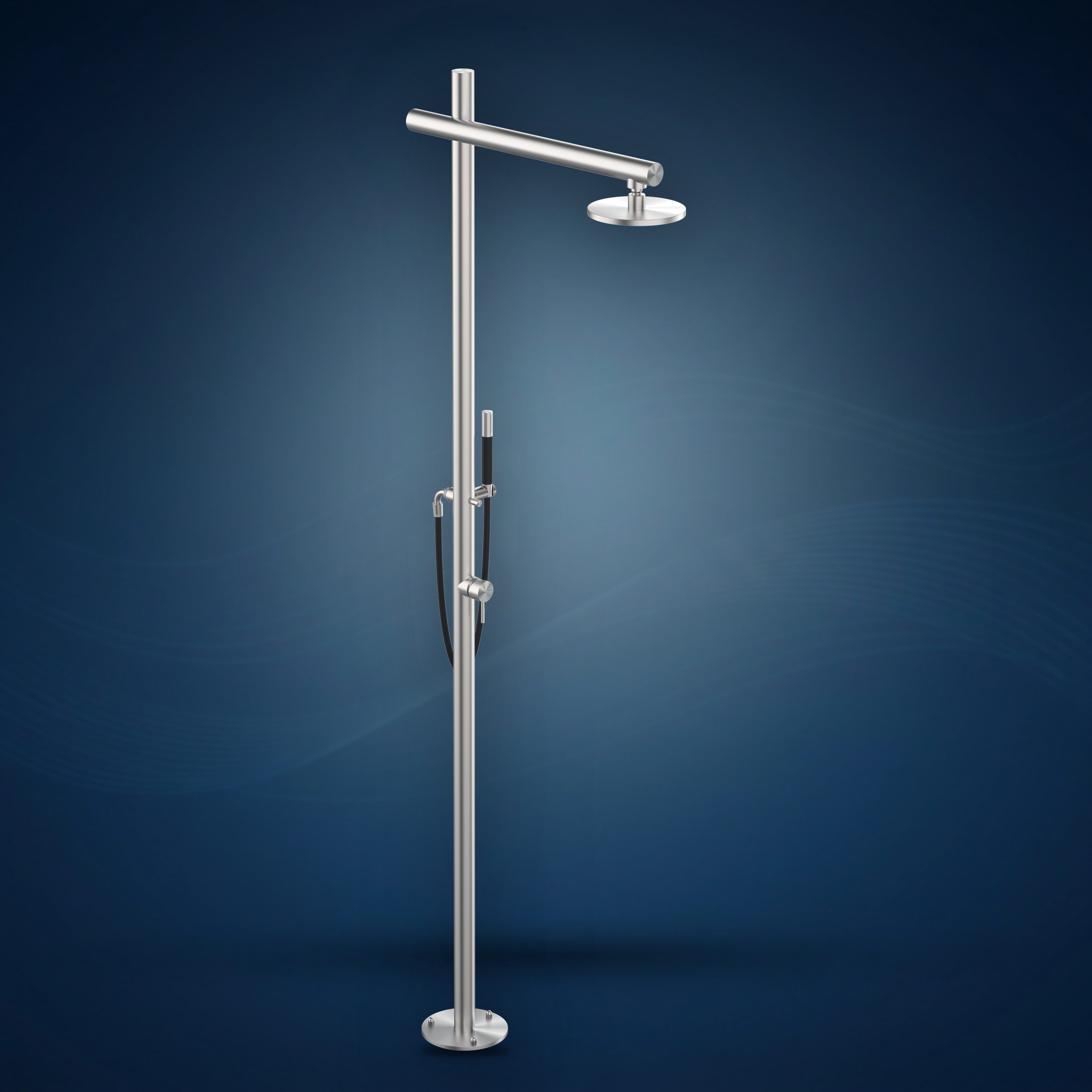 Colonna doccia con miscelatore, soffione S06 Ø200 mm e doccetta D50.ME, collezione Onda