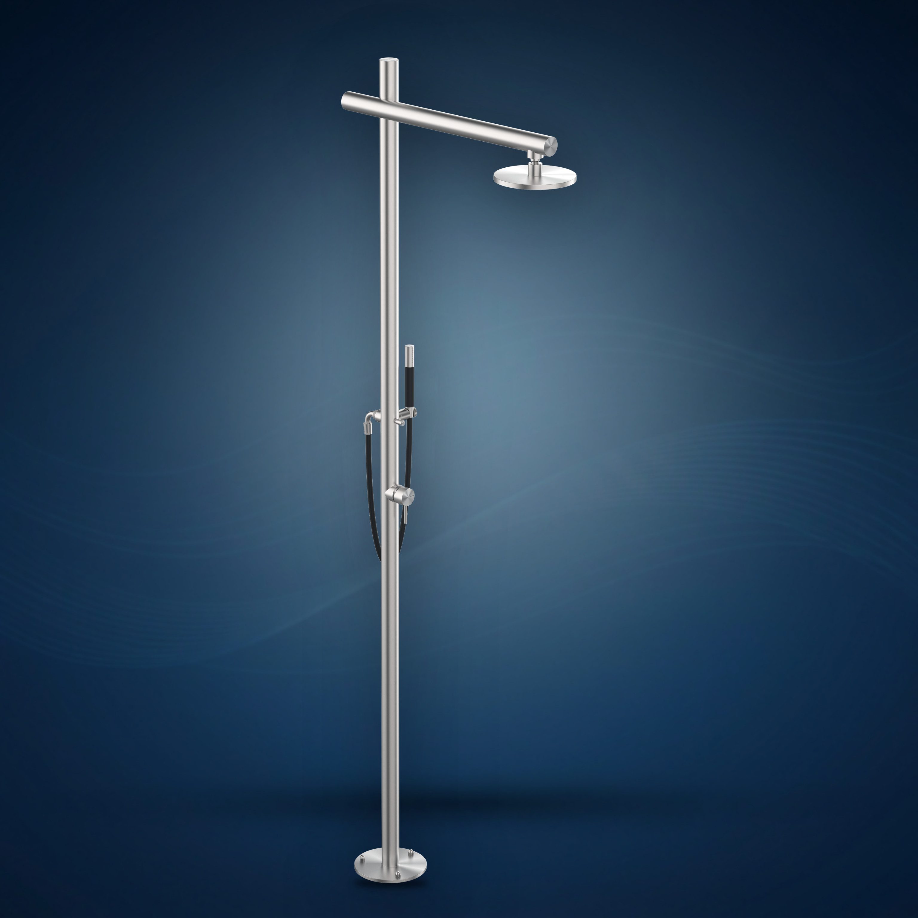 Colonna doccia con miscelatore, soffione S06 Ø200 mm e doccetta D50.ME, collezione Onda