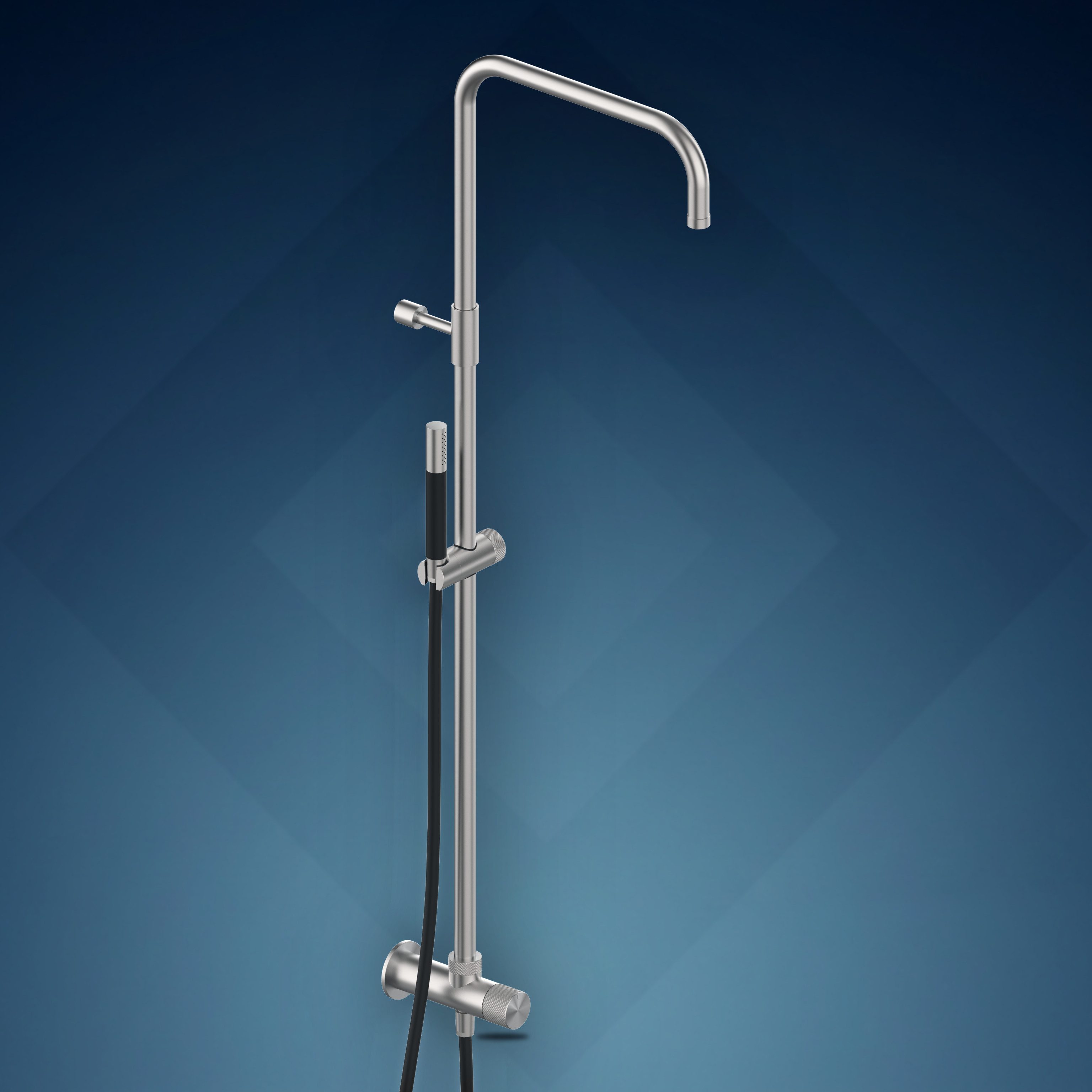 Presa d’acqua con colonna doccia, soffione incassato e doccetta W349.E, collezione Boss