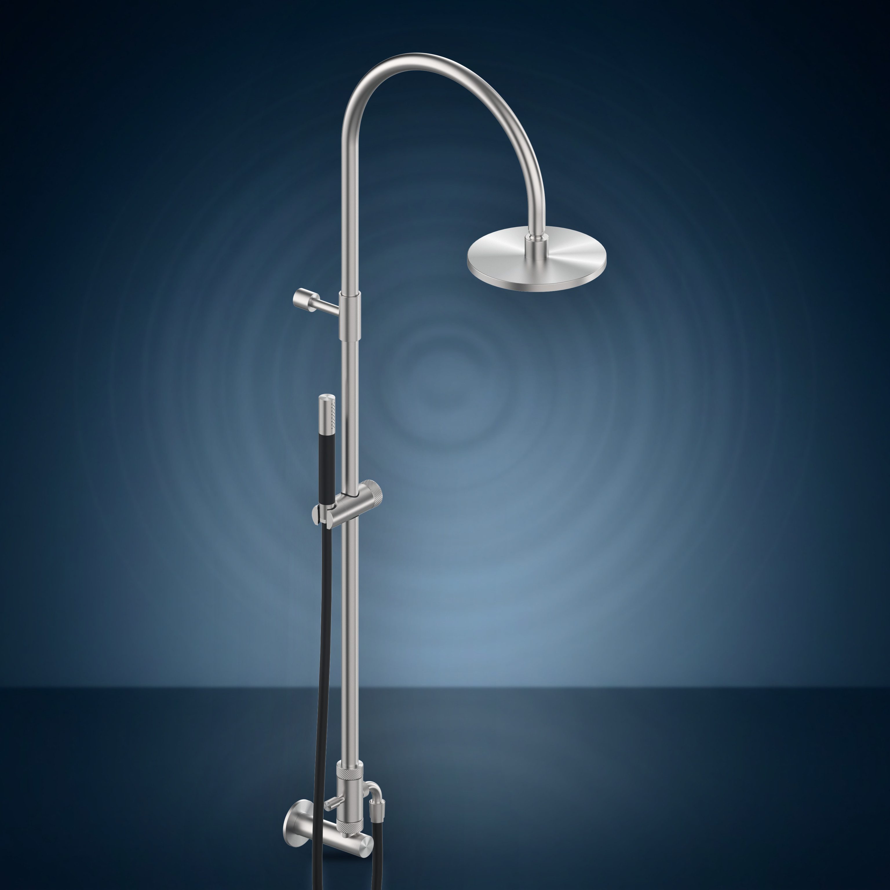 Presa d'acqua con colonna doccia, soffione S06 Ø200 mm e doccetta W9X1.E, collezione Origo