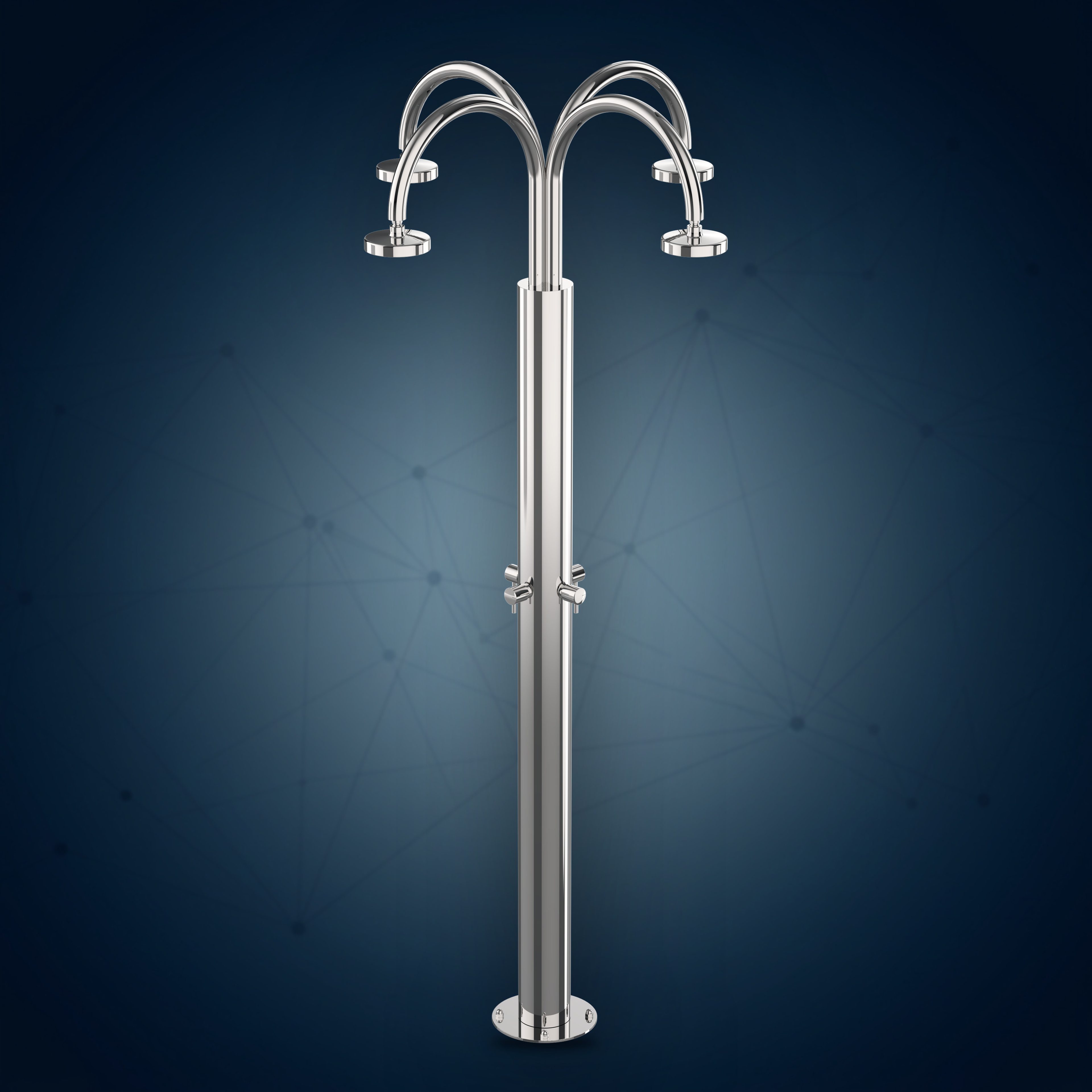 Colonna doccia da esterno con 4 rubinetti d’arresto e 4 soffioni S02.ABS Ø130 mm C140.4, collezione Community