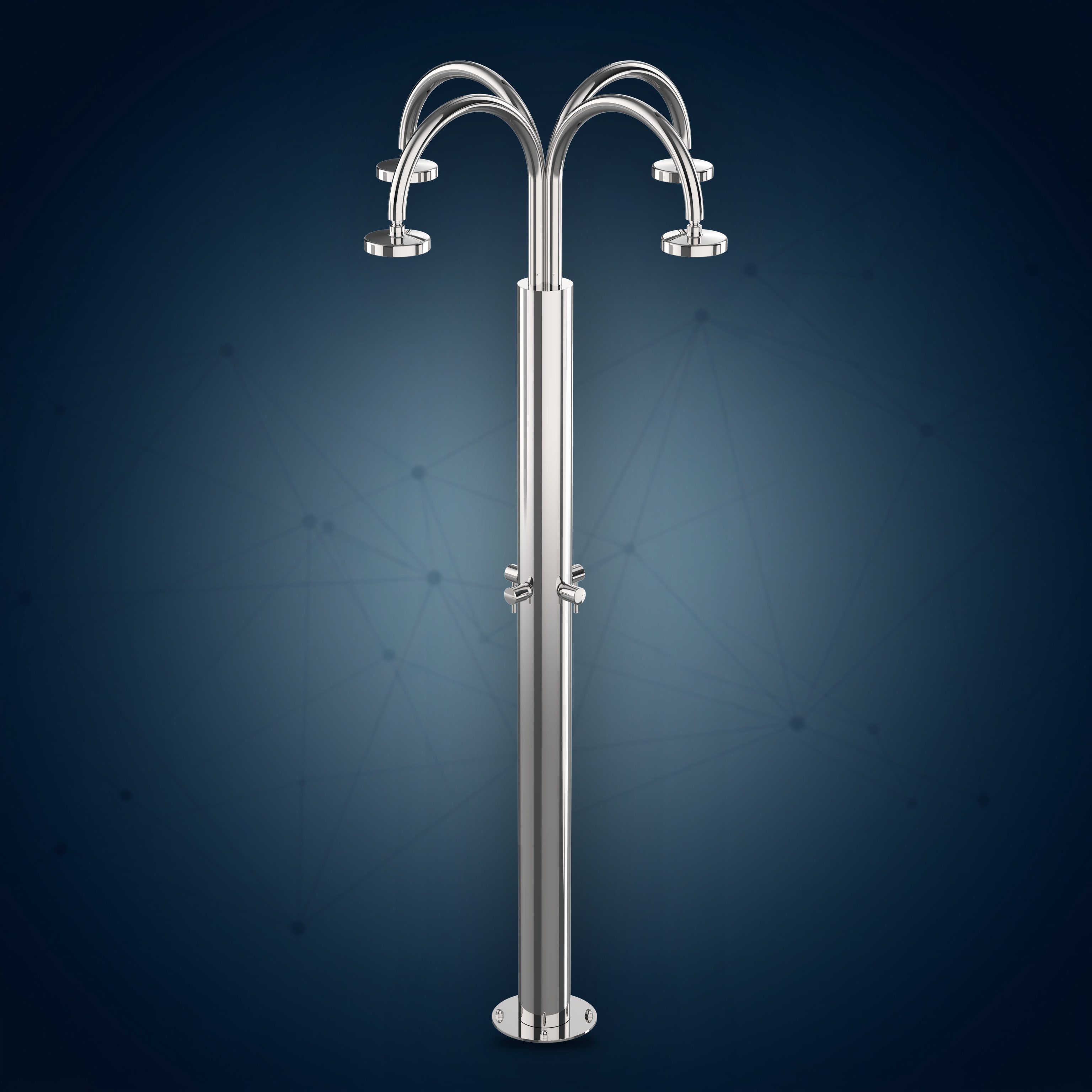 Colonna doccia da esterno con 4 rubinetti d’arresto e 4 soffioni S02.ABS Ø130 mm C140.4, collezione Community