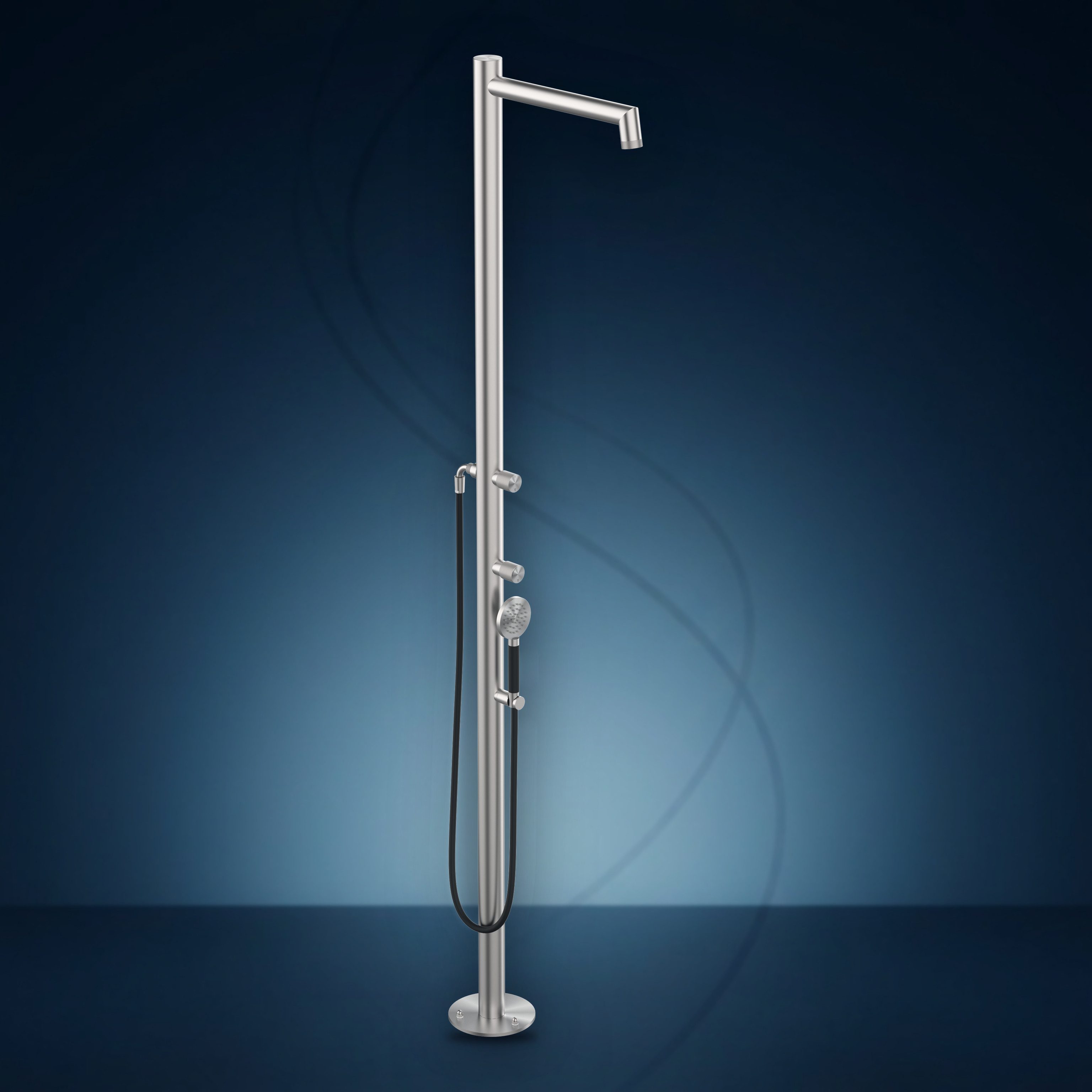 Colonna doccia con miscelatore, soffione incassato e doccetta F60.ME, collezione Flamingo