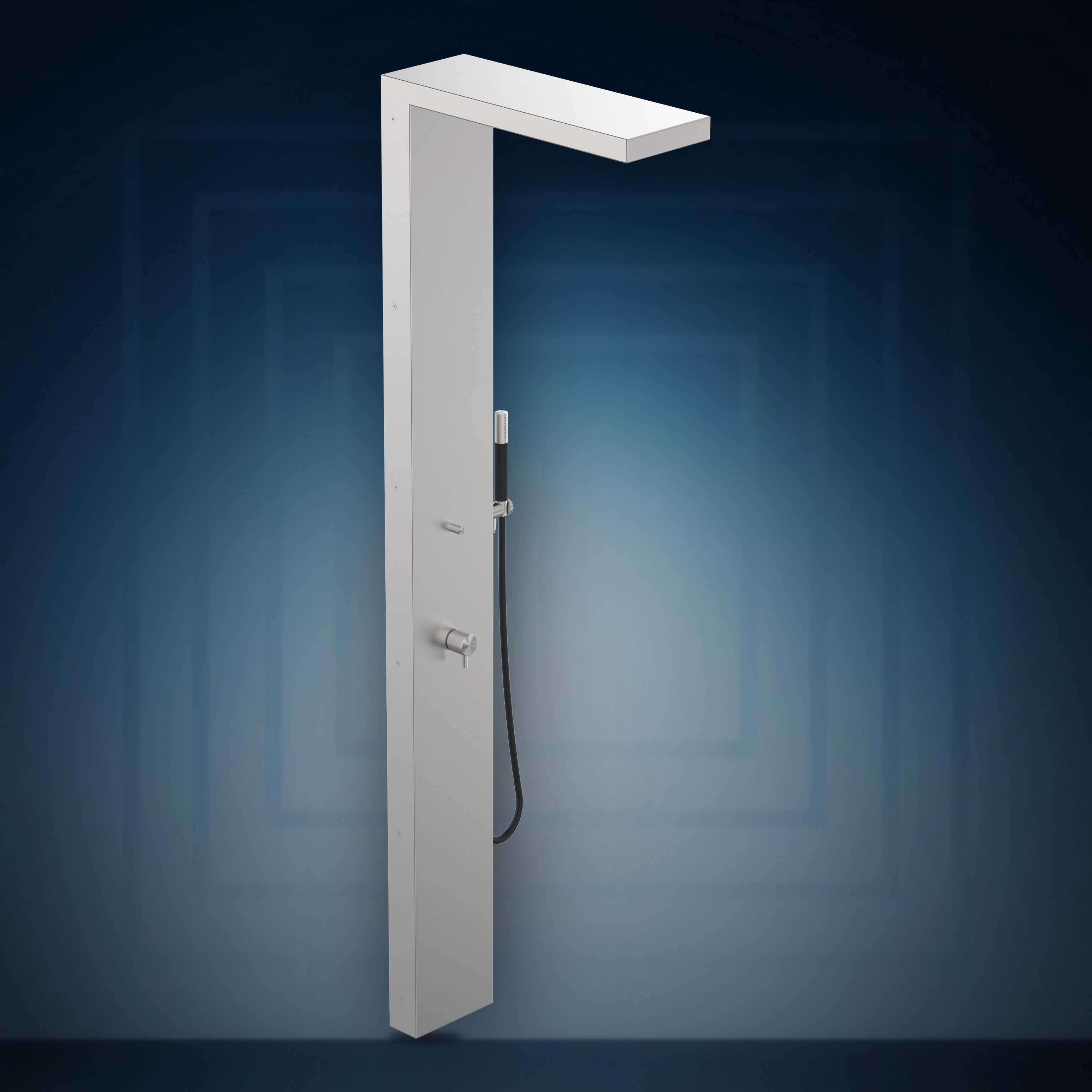Pannello doccia murale, con rubinetto d'arresto, soffione incassato 220x110 mm e doccetta P22.E, collezione In&Out