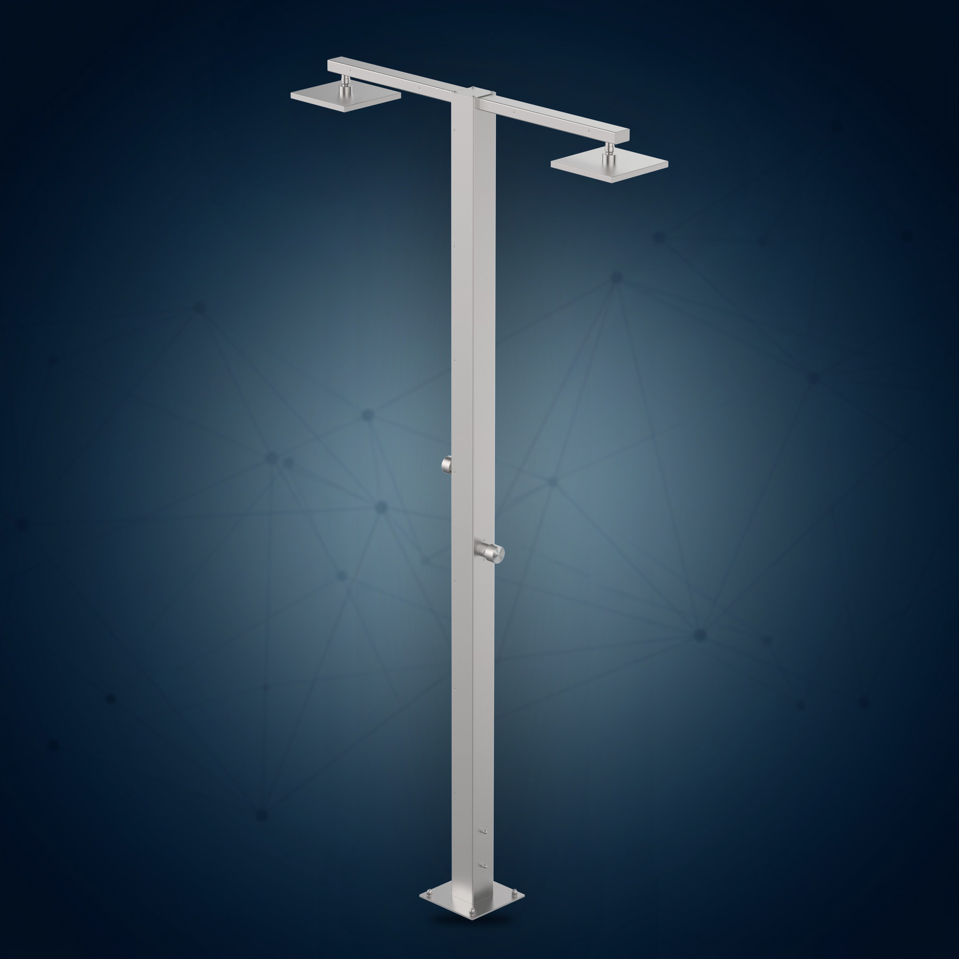 Colonna doccia da esterno con 2 rubinetti temporizzati e 2 soffioni S07 200X200 mm Q86.AST.2, collezione Community