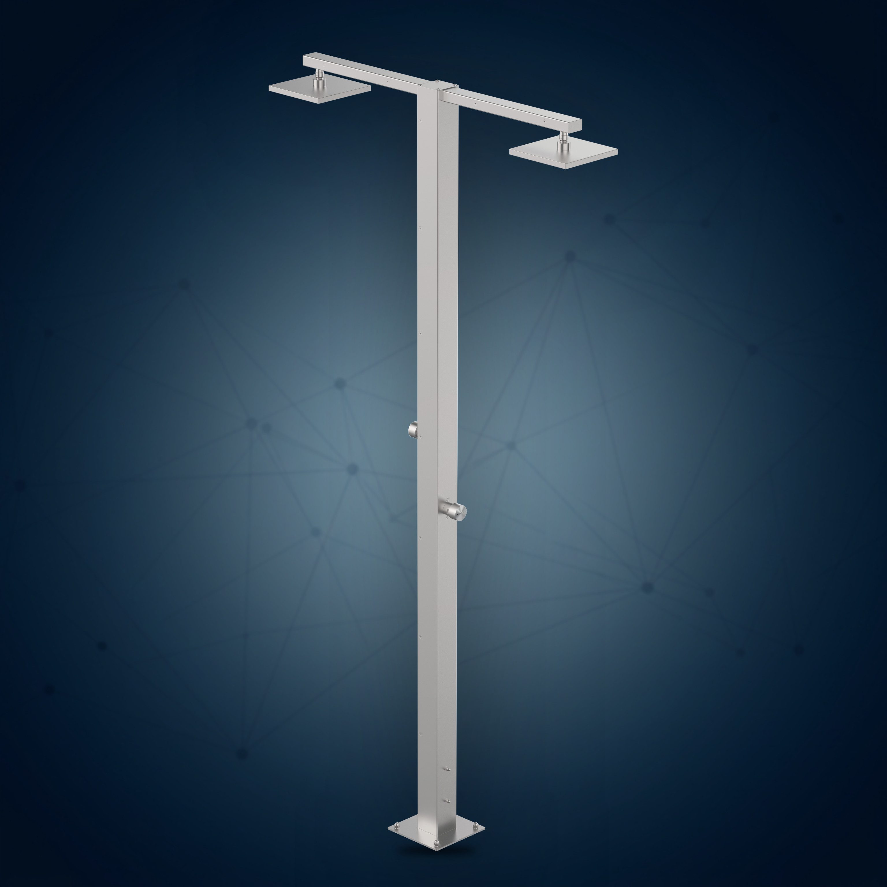 Colonna doccia da esterno con 2 rubinetti temporizzati e 2 soffioni S07 200X200 mm Q86.AST.2, collezione Community