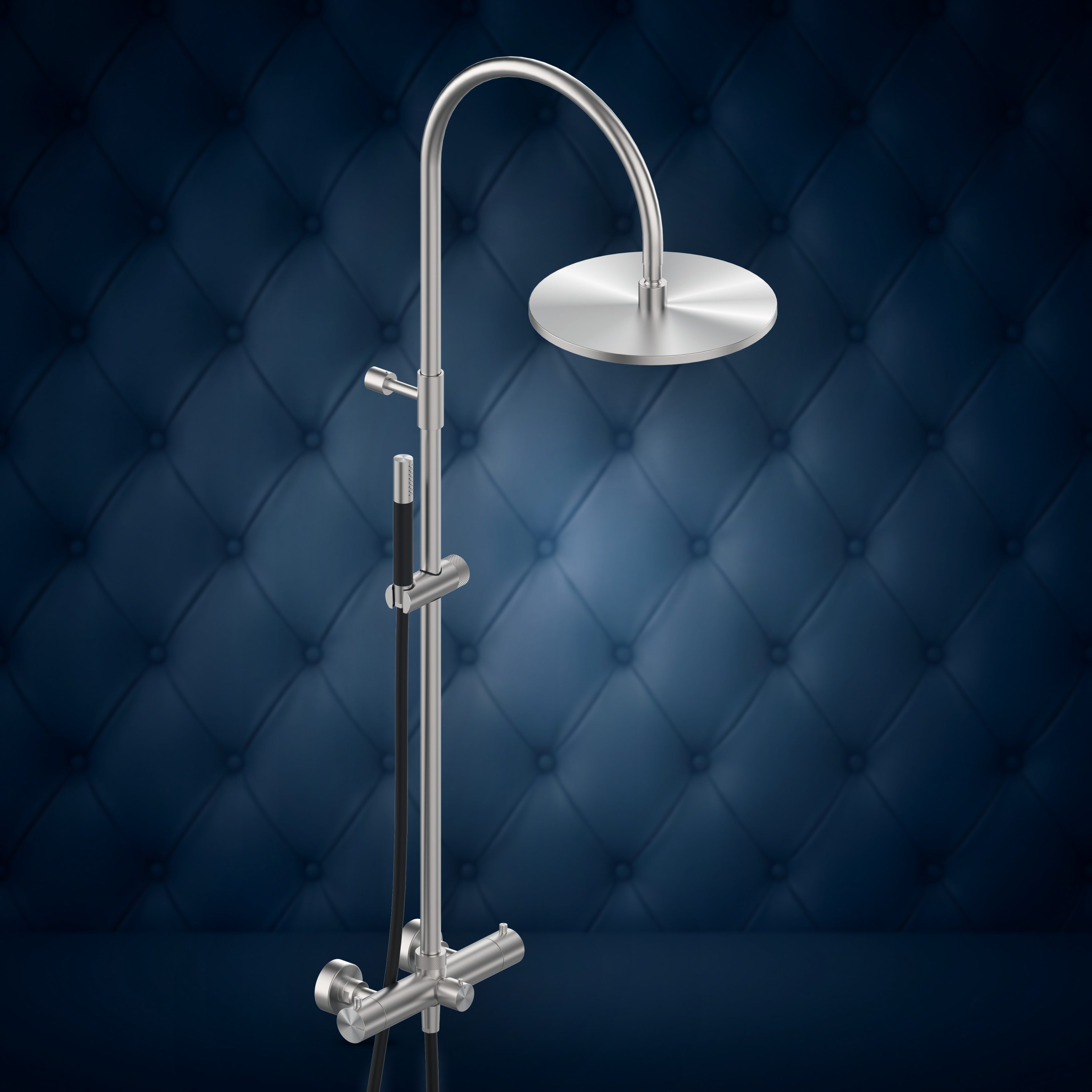 Gruppo esterno con colonna doccia, soffione S10 Ø300 mm e doccetta W254.E, collezione Club Large