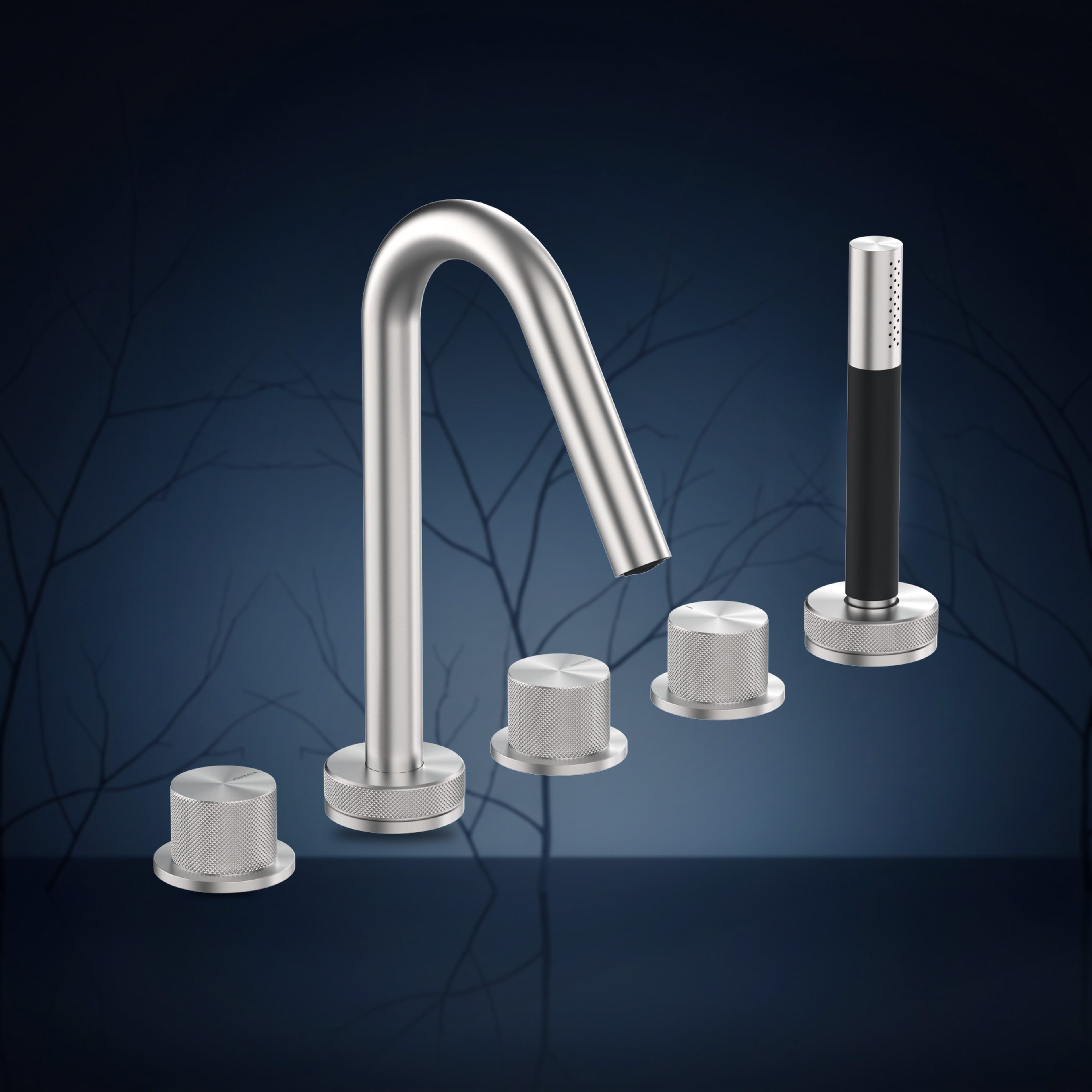 Batteria bordo vasca 5 fori W5B.Y, collezione Twiggy