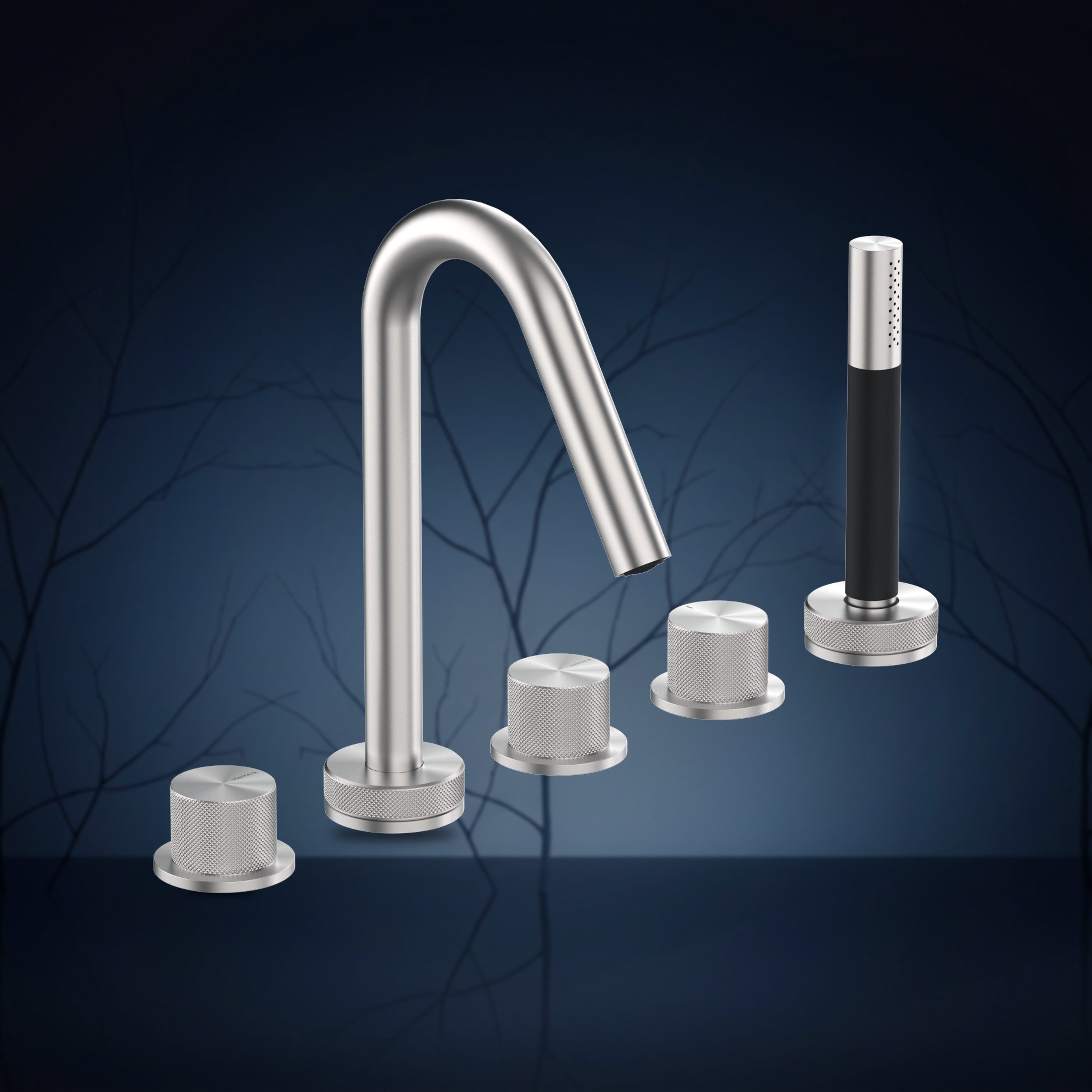 Batteria bordo vasca 5 fori W5B.Y, collezione Twiggy