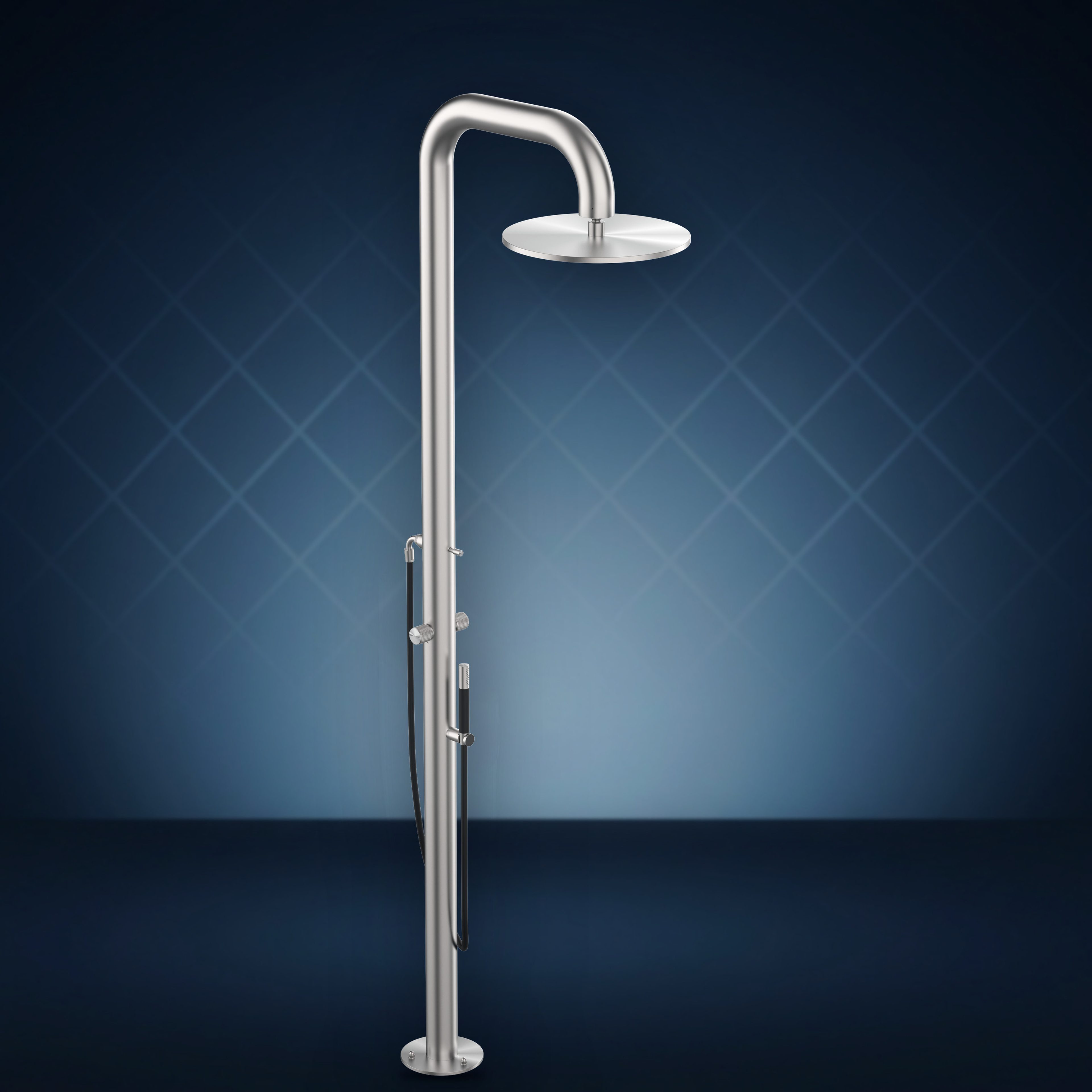 Colonna doccia con 2 rubinetti d'arresto, soffione S12 Ø400 mm e doccetta BW76.2E, collezione Boss Wide