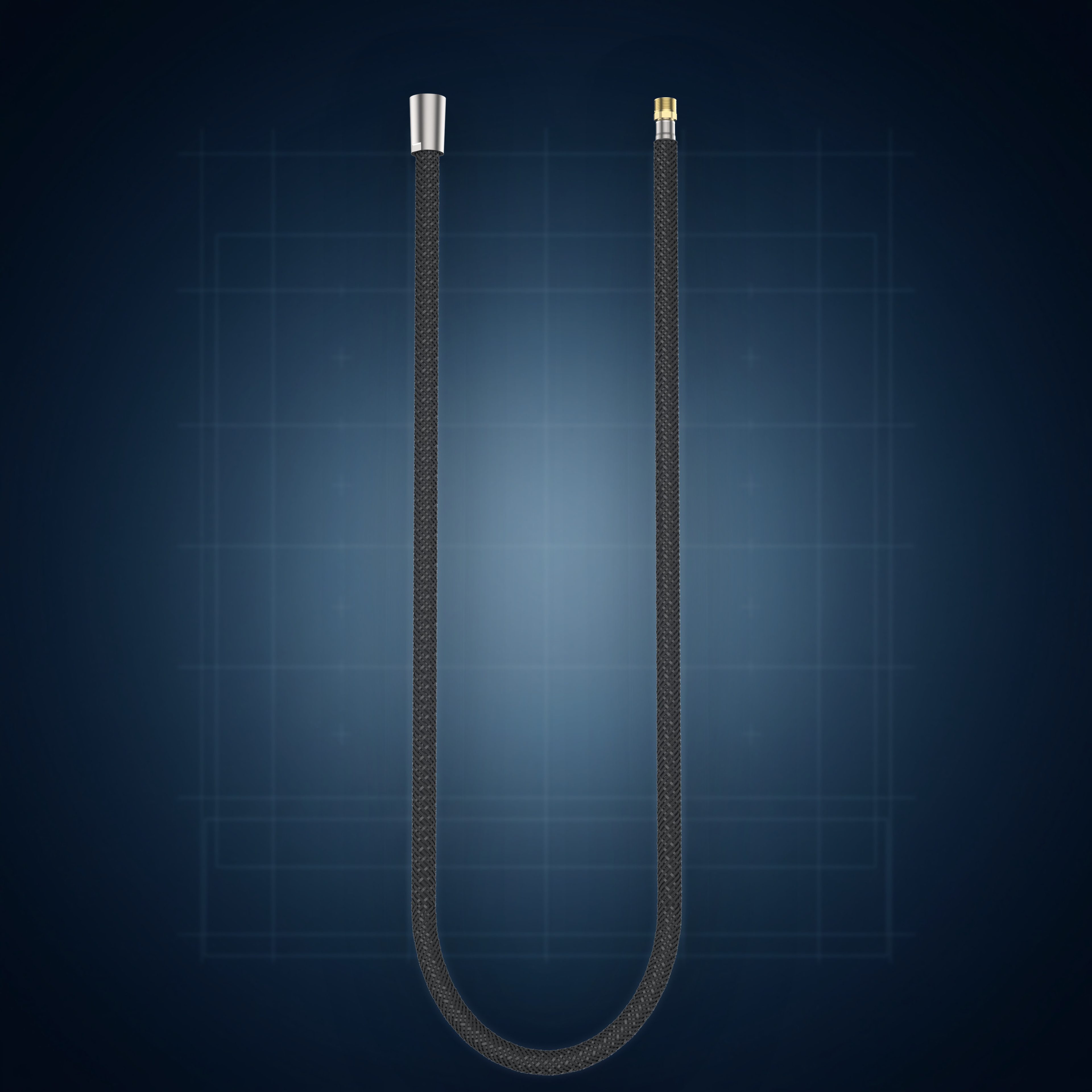 Flessibile antitorsione 150 cm, PET nero con calotte in acciaio 316, MF FLX08, collezione Componenti doccia