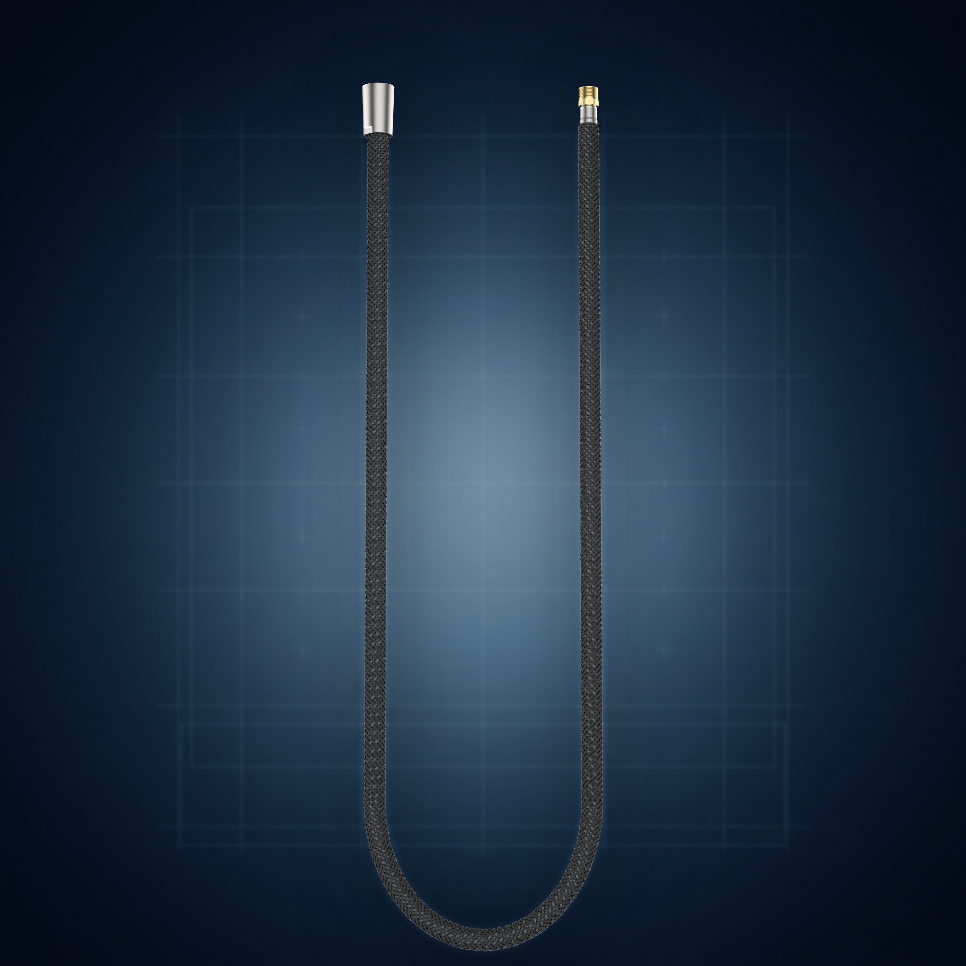 Flessibile antitorsione 150 cm, PET nero con calotte in acciaio 316, MF FLX08, collezione Componenti doccia