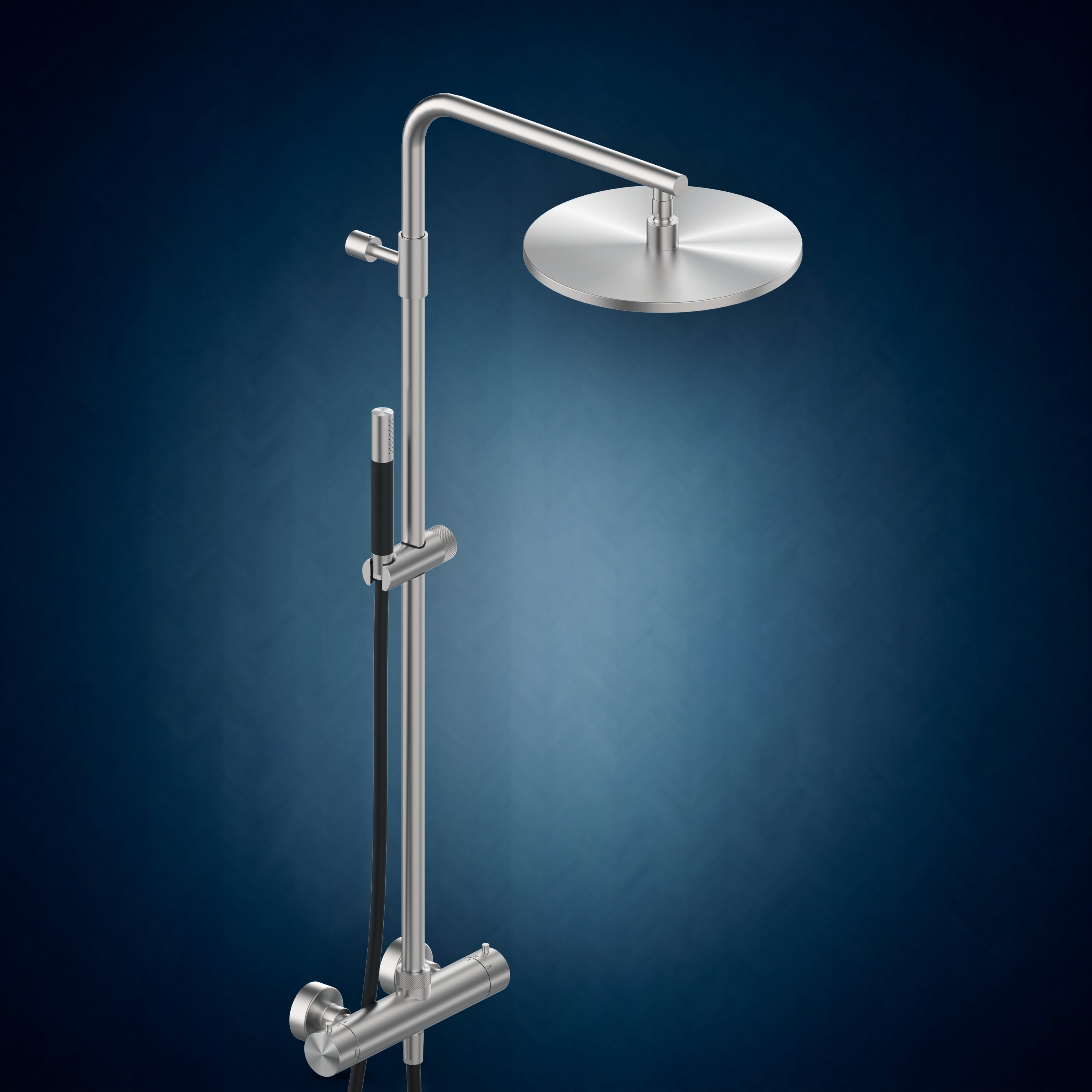 Miscelatore termostatico esterno con colonna doccia, soffione S10 Ø300 mm e doccetta W675.E, collezione Classy