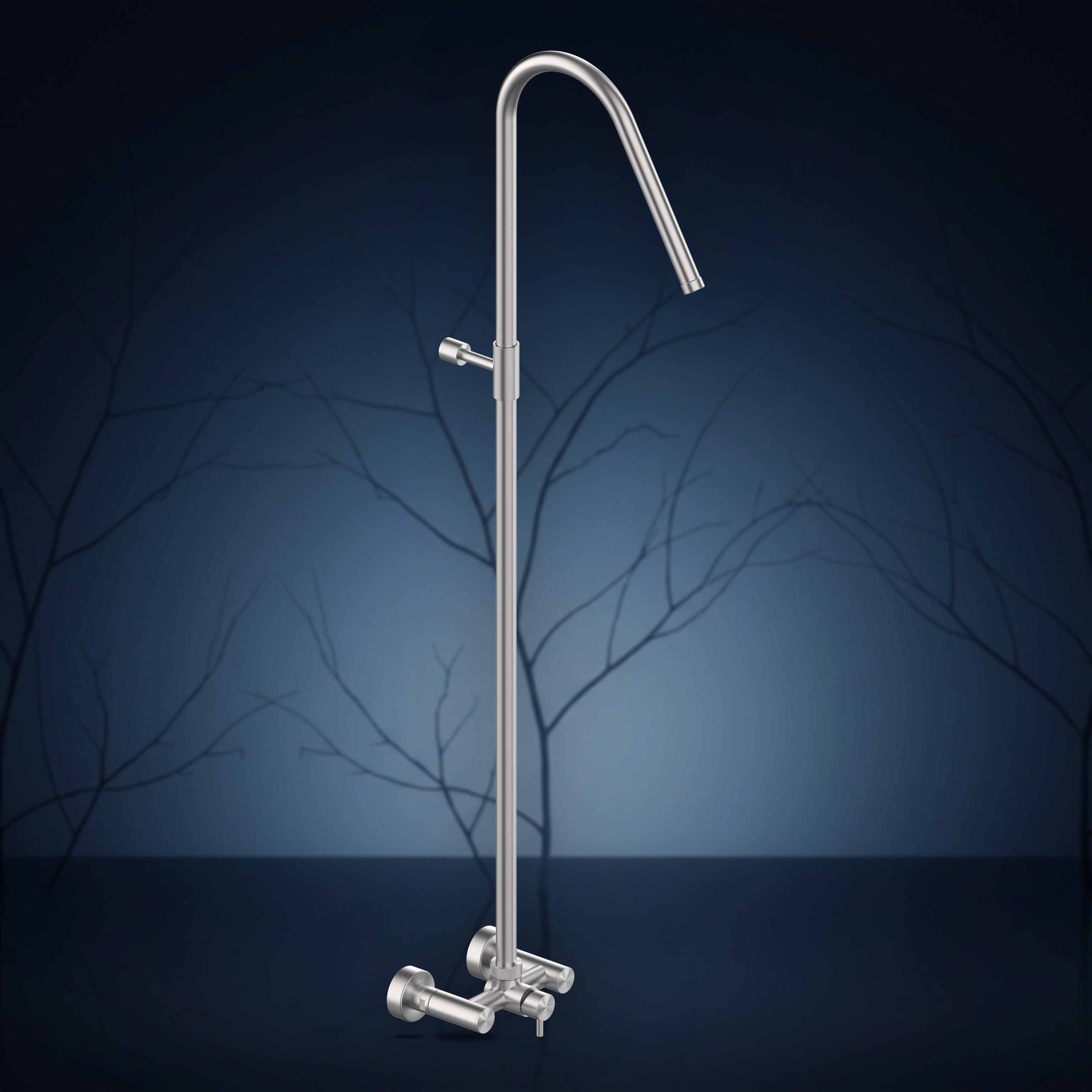 Miscelatore esterno con colonna doccia e soffione incassato W883, collezione Twiggy