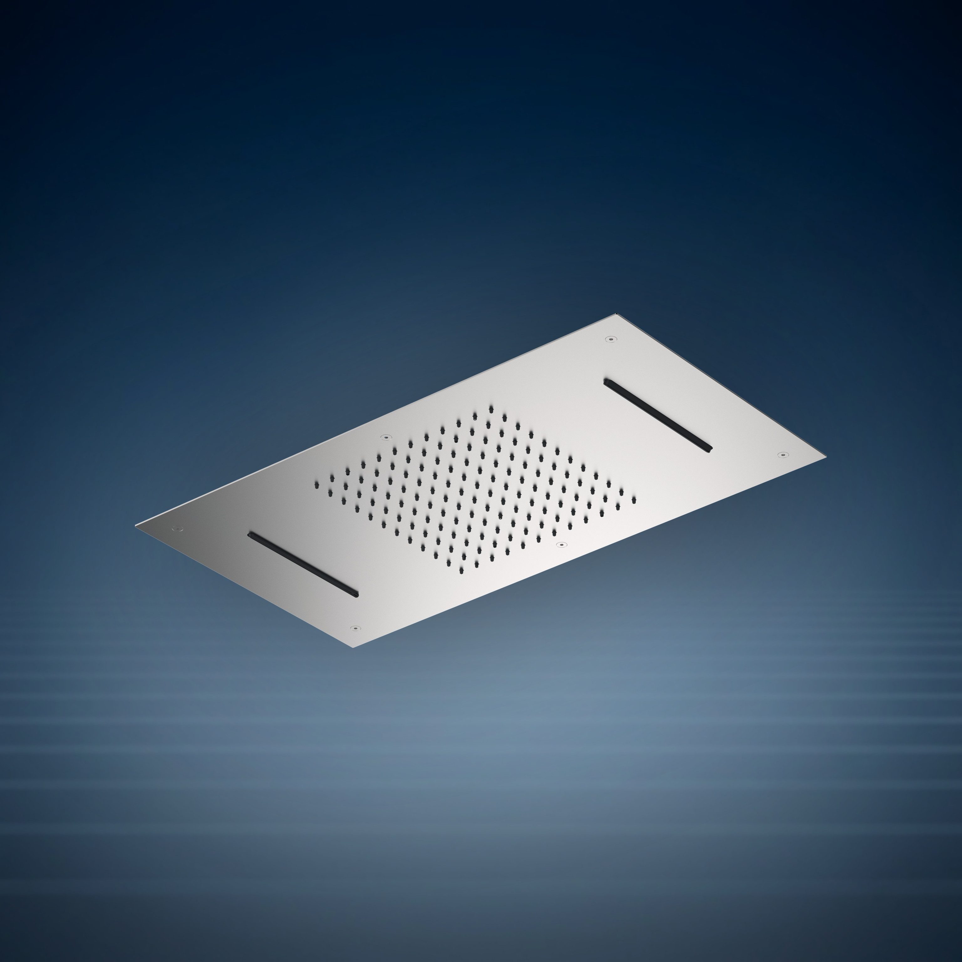 Doccia a soffitto con getto a cascata e soffione integrato R700.DF, collezione Waterline