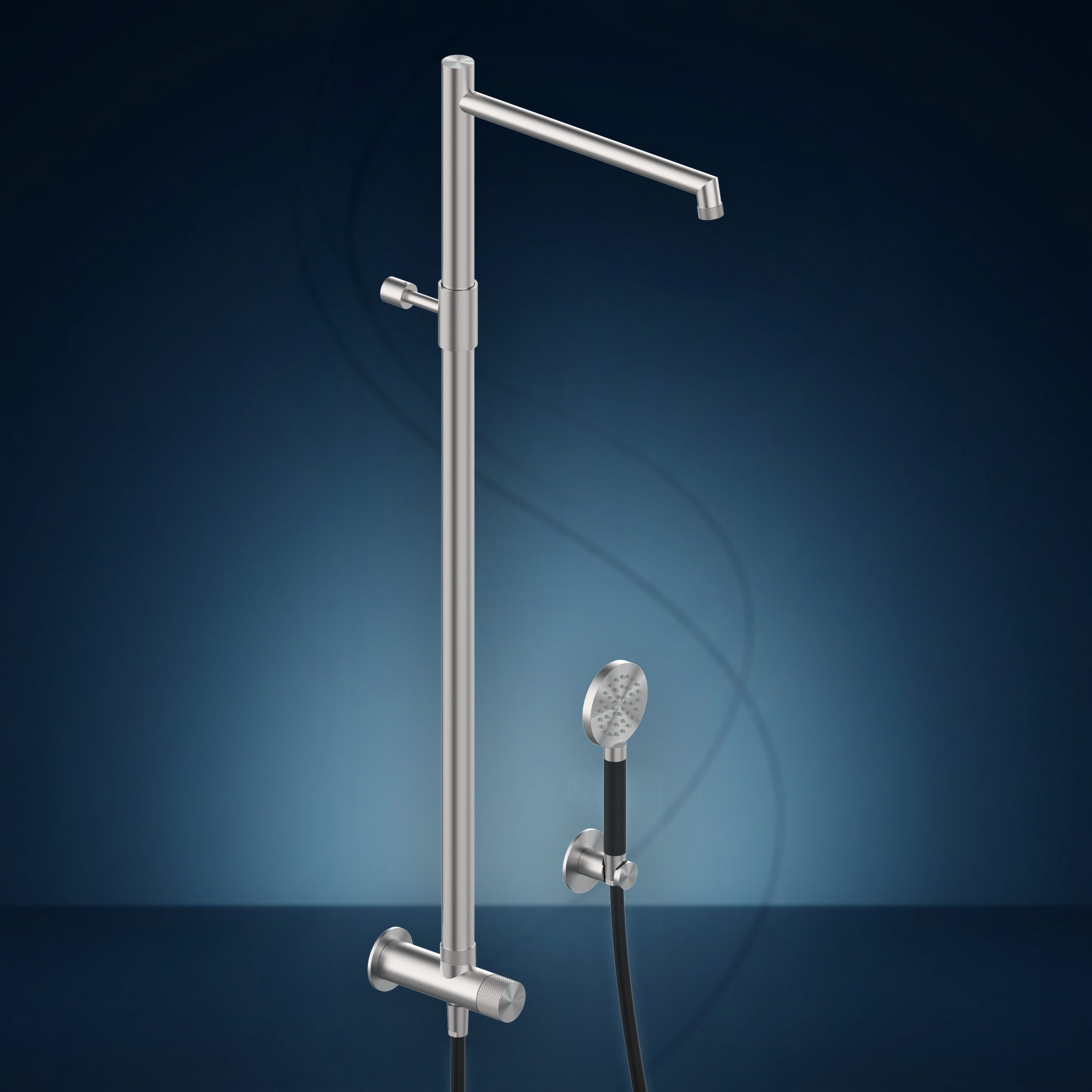 Rubinetto esterno con colonna doccia, soffione incassato e doccetta W569C.E, collezione Flamingo