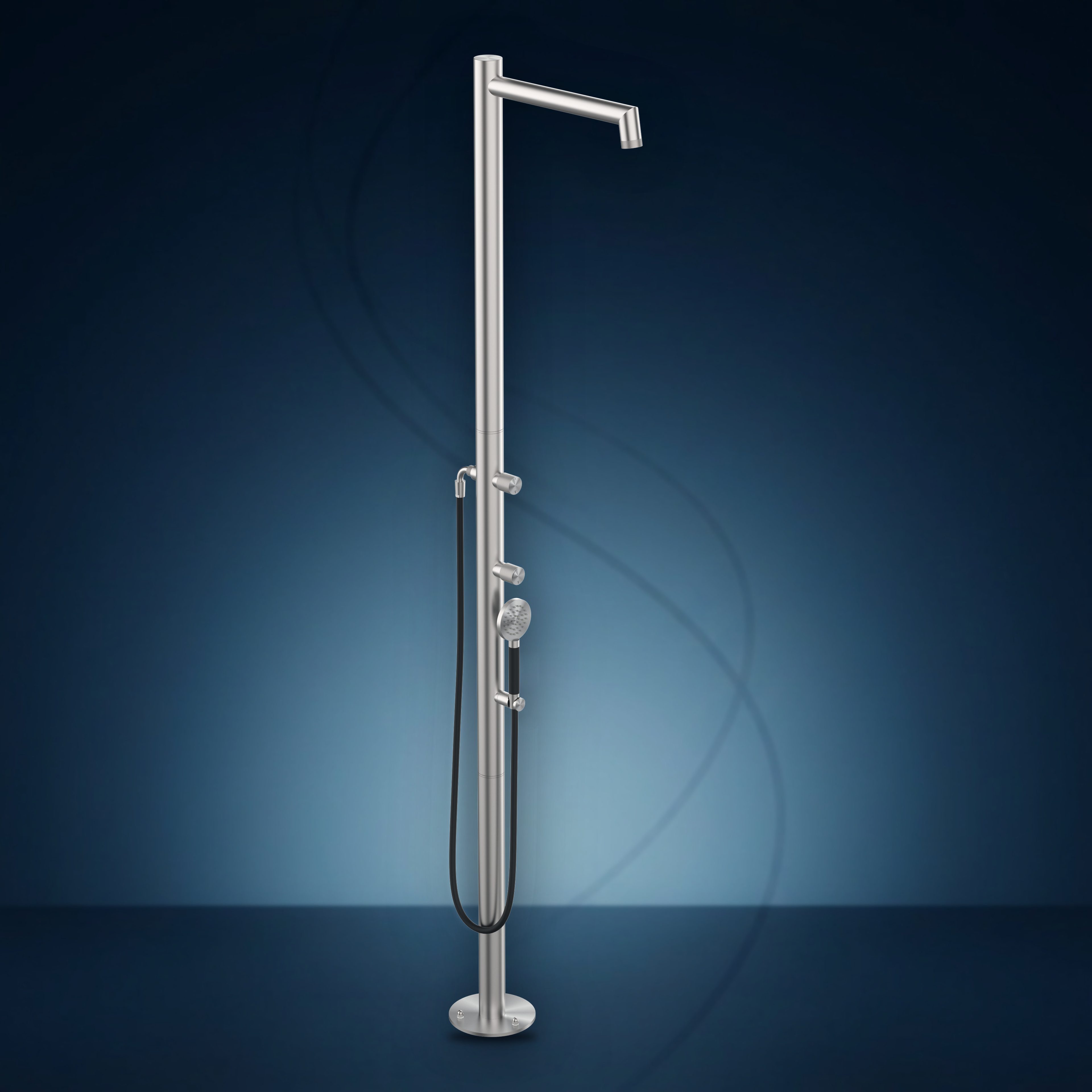 Colonna doccia con miscelatore, soffione incassato e doccetta PVD F60.D.ME, collezione Flamingo