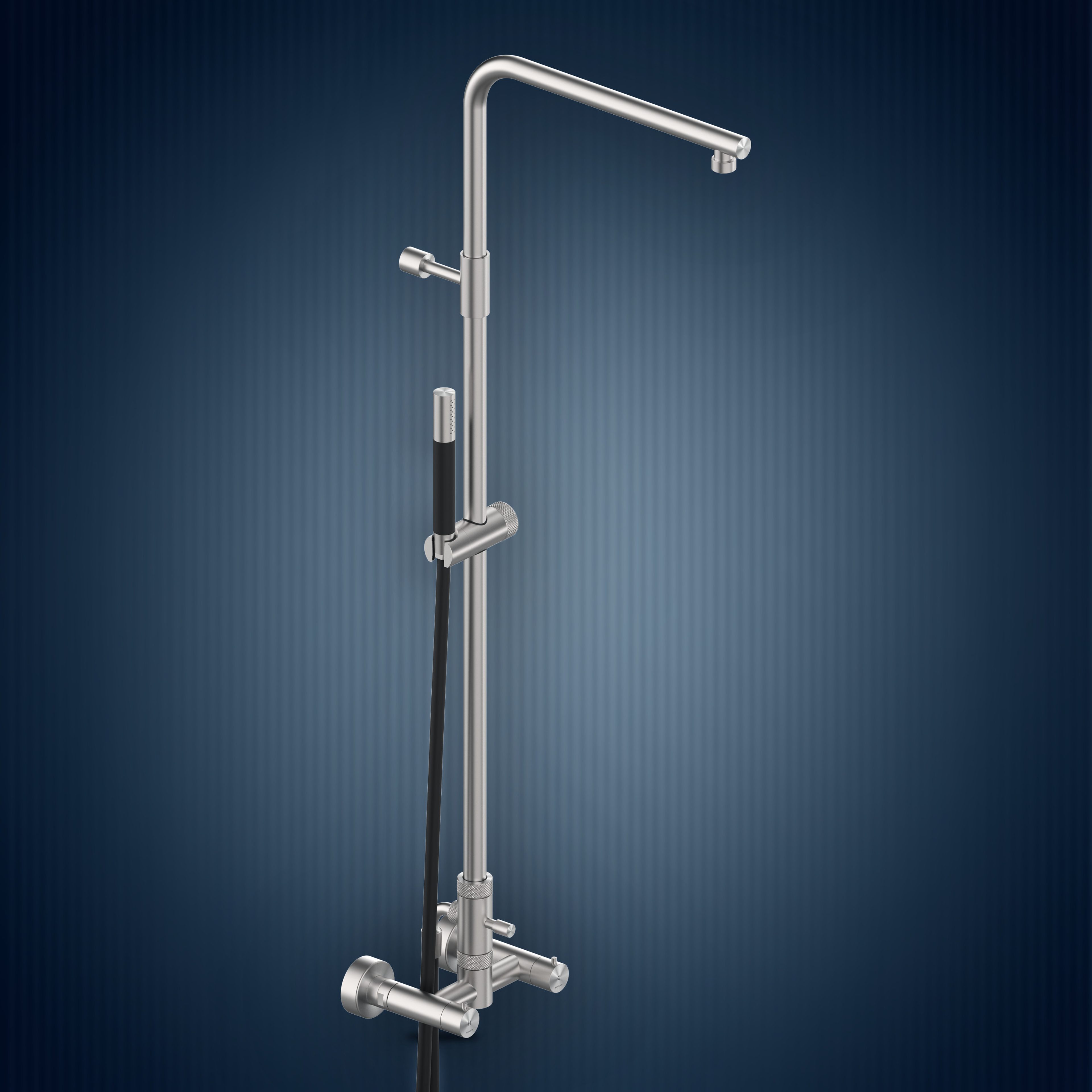 Gruppo esterno con colonna doccia e soffione incassato W730.E, collezione Skinny