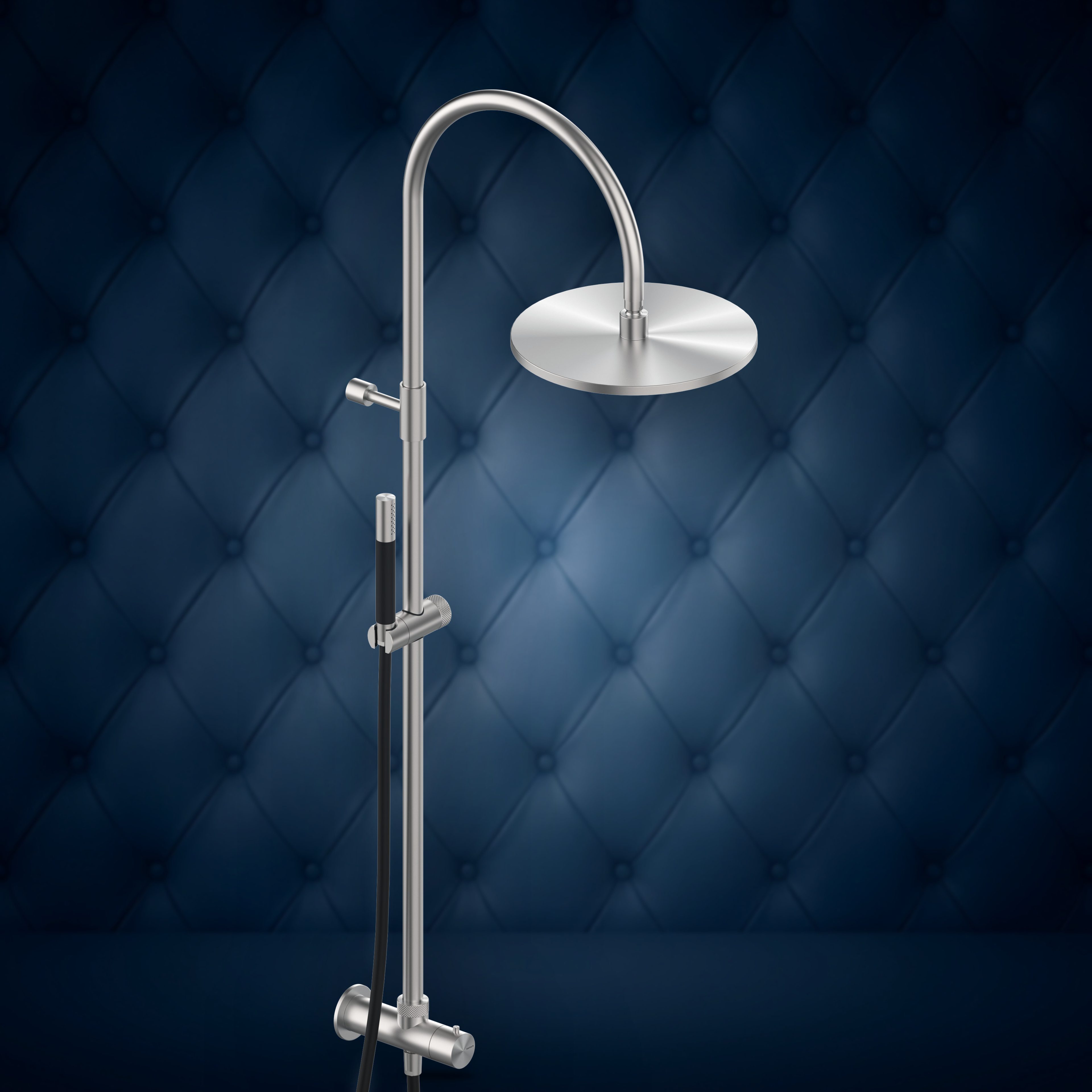 Rubinetto esterno con colonna doccia, soffione S10 Ø300 mm e doccetta W259C.E, collezione Club Large