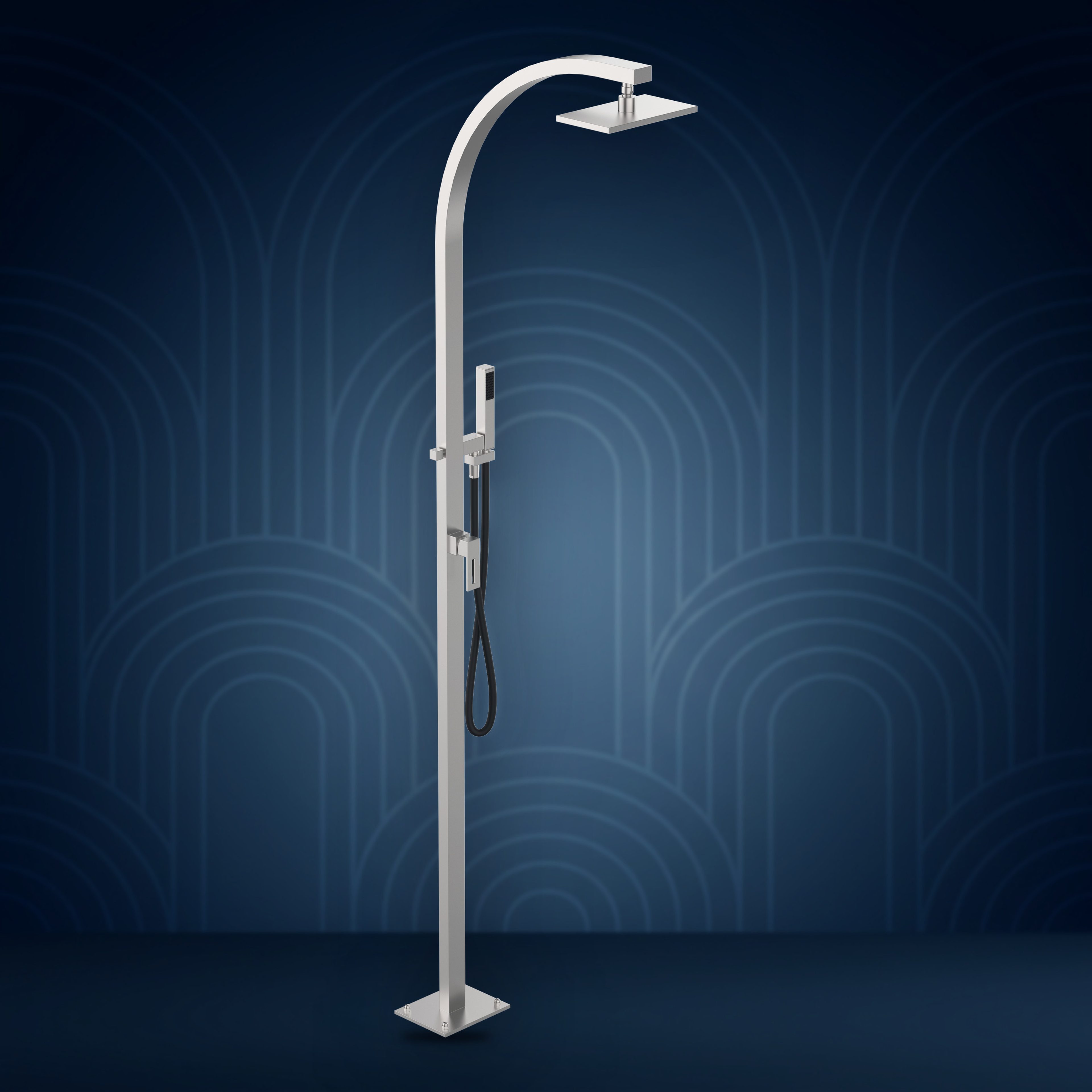 Colonna doccia con miscelatore, soffione S09 250x140 mm e doccetta Q53.ME, collezione Arko