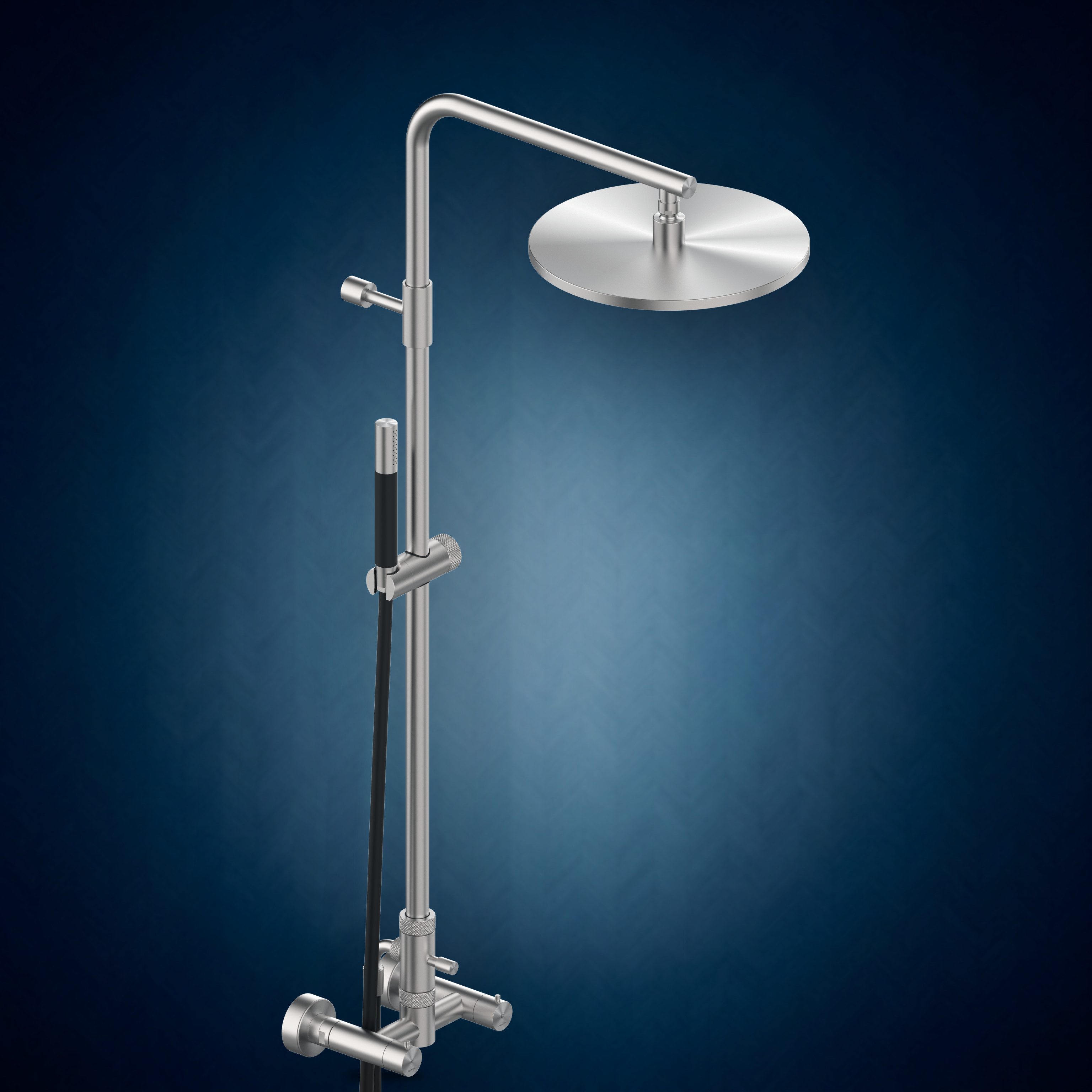 Gruppo esterno con colonna doccia, soffione S10 Ø300 mm e doccetta W630.E, collezione Classy