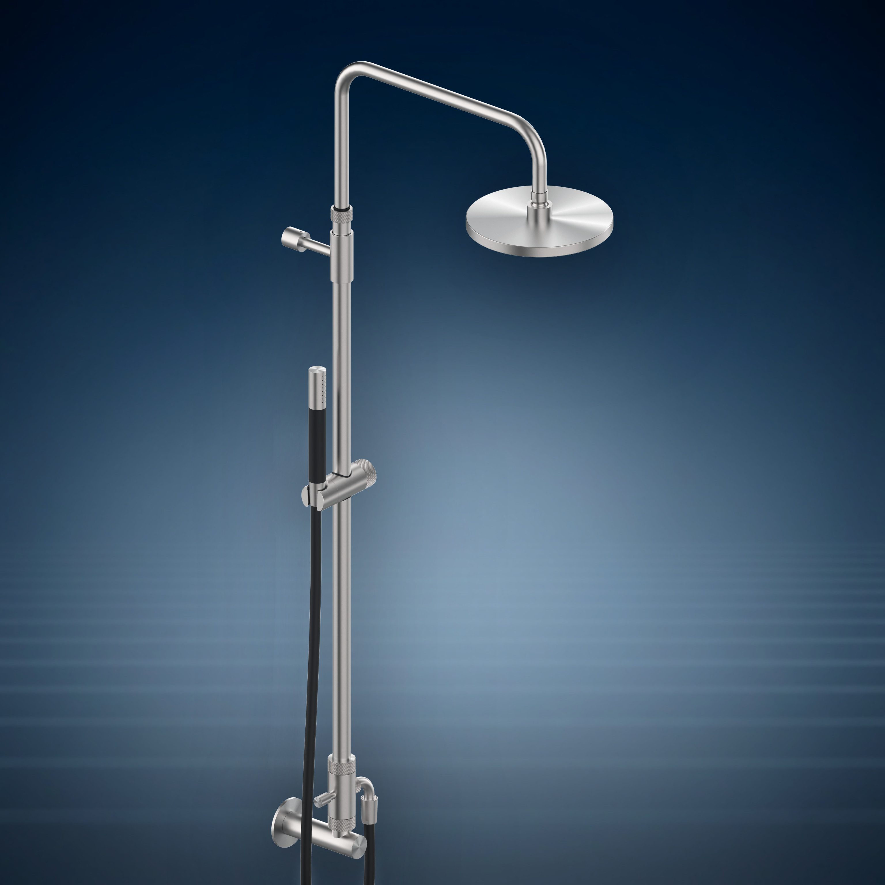 Presa d'acqua con colonna doccia, soffione 200 mm S06 Ø200 mm e doccetta W0X1.E, collezione Waterline
