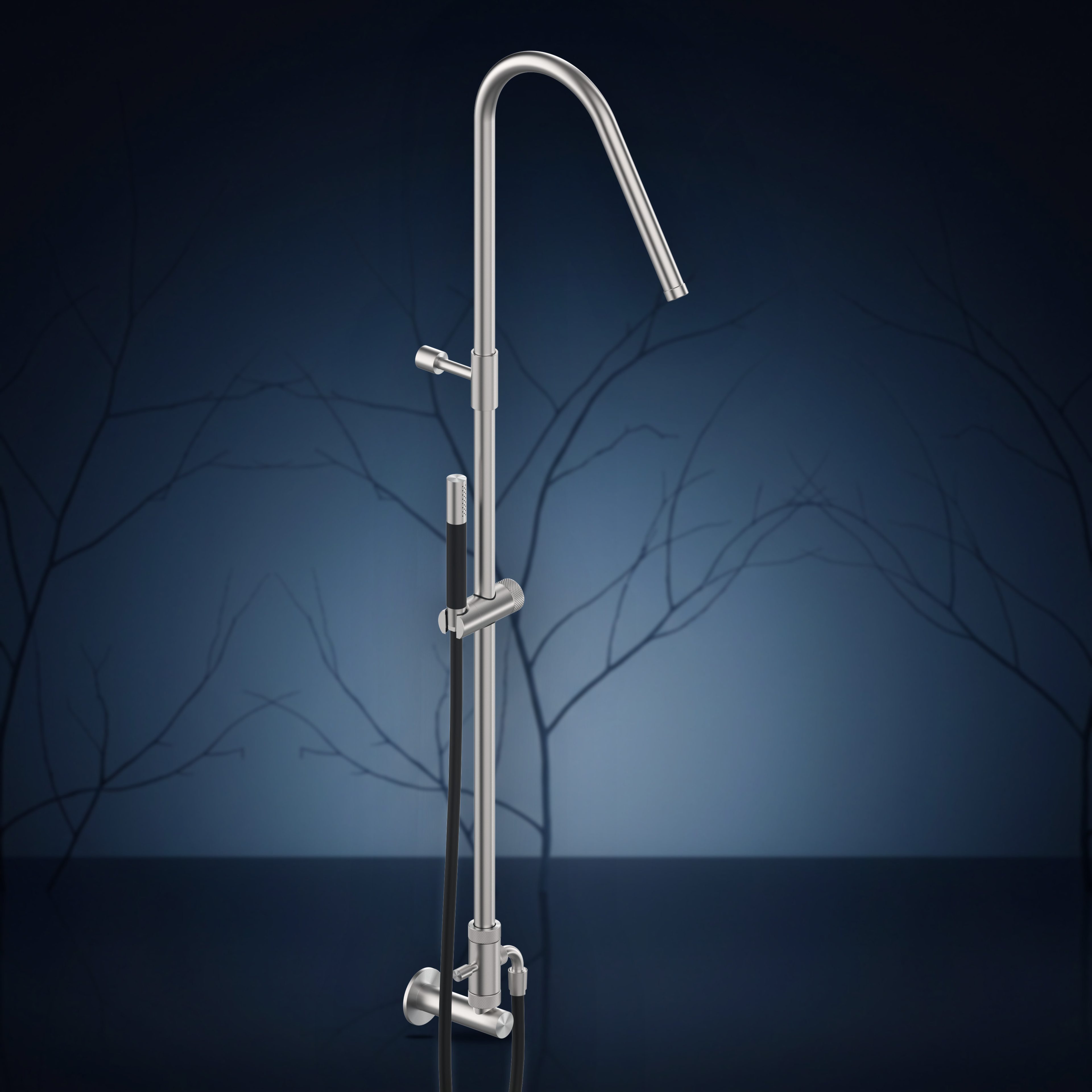 Presa d’acqua con colonna doccia, soffione incassato e doccetta W8X1.E, collezione Twiggy