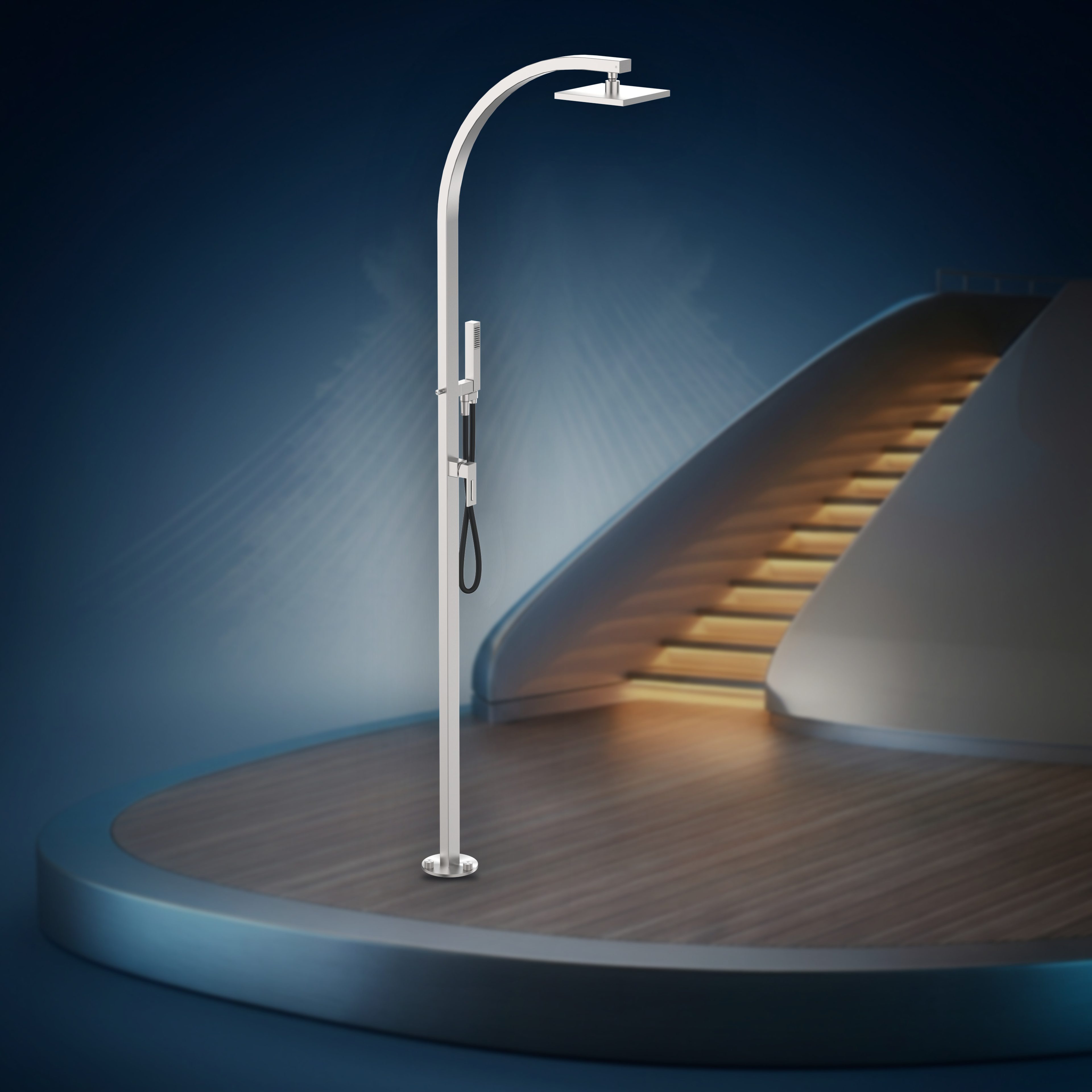 Colonna doccia per YCWS con miscelatore, soffione S07 200x200 mm e doccetta Q53.YCWS.ME, collezione Yacht