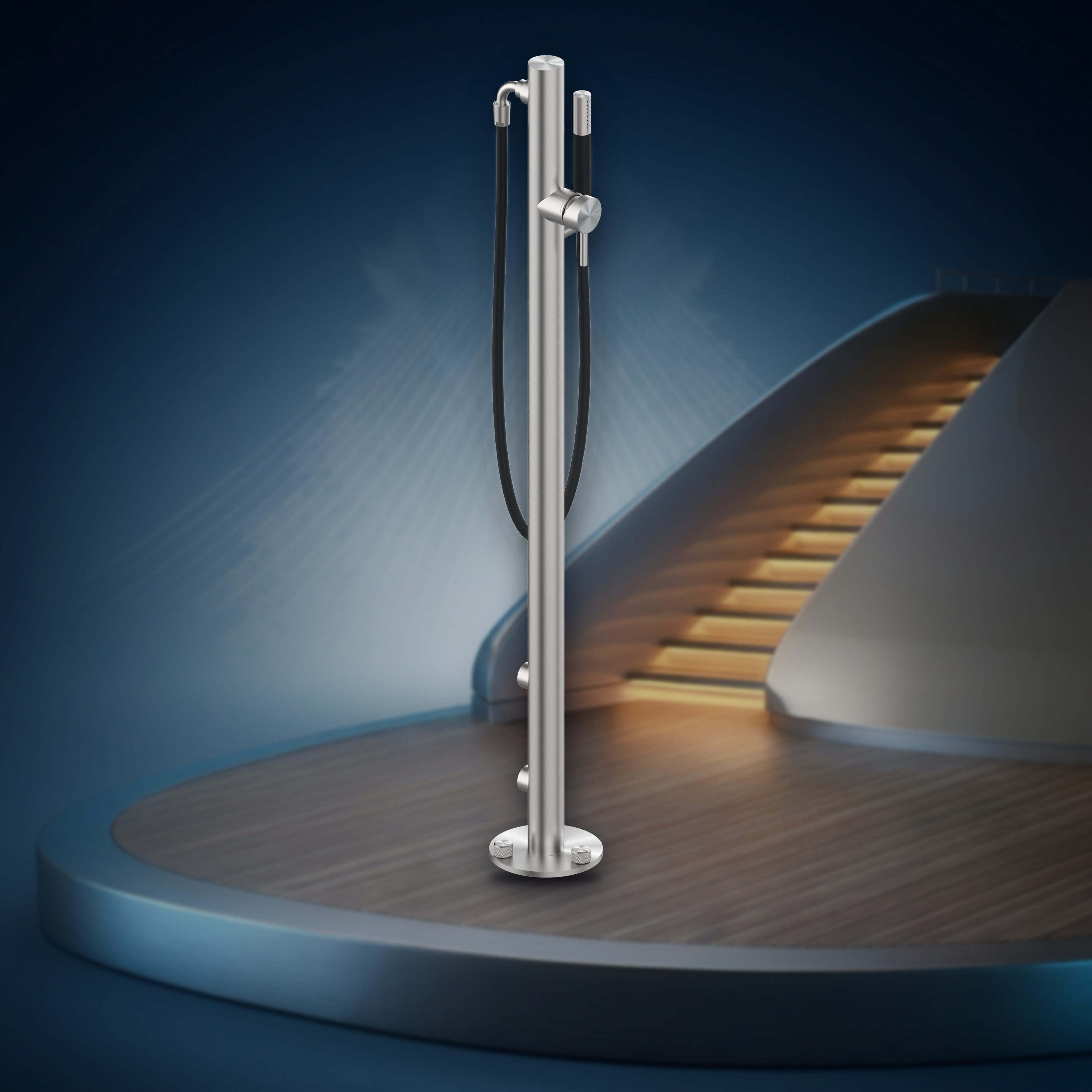 Colonna alimentazione idrica esterna, con miscelatore e doccetta, per YEWS. COL50.YEWS.M, collezione Yacht