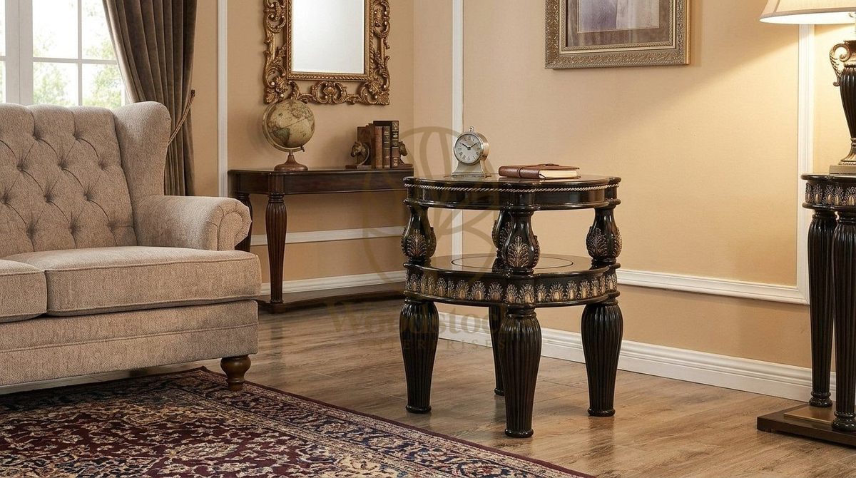 Teak European Black Enamel Corner Table, view 6