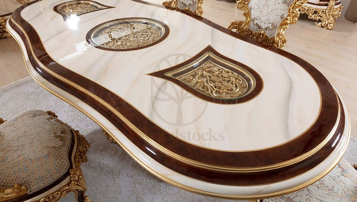 Royal Berguzar Hand Carved Teak Dining Table Set, Saharanpur, view 10