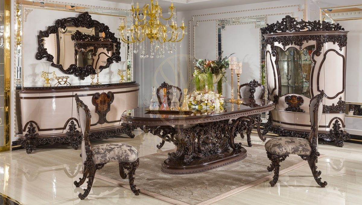 Royal Doyle Hand Carved Teak Dining Table Set, Saharanpur, Dining Table