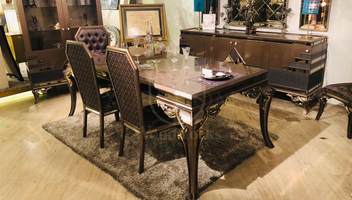 Royal Prince Hand Carved Teak Dining Table Set, Saharanpur, view 10