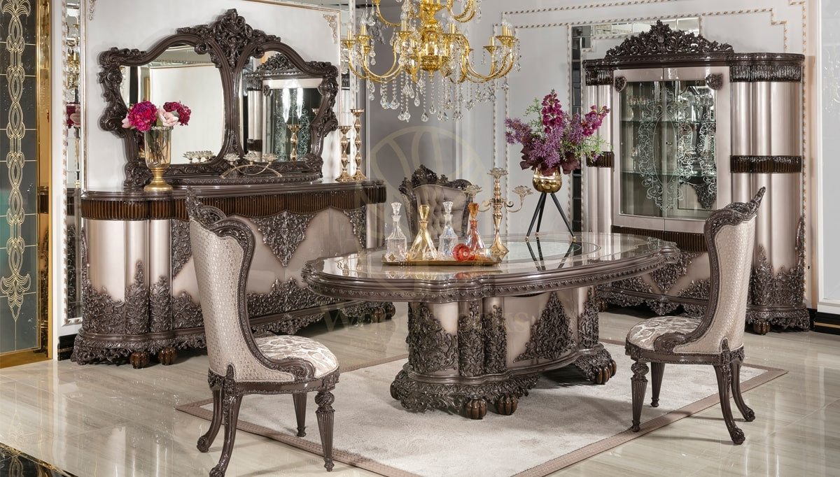 Royal Medora Hand Carved Teak Dining Table Set, Saharanpur, Dining Table