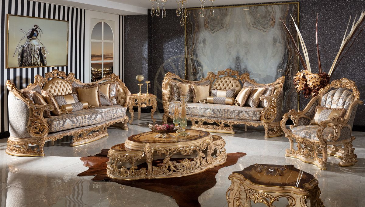 Royal Firuze Hand Carved Teak Sofa Set, Saharanpur, Sofa Set