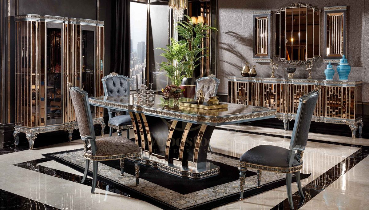 Royal Almatis Hand Carved Teak Dining Table Set, Saharanpur, Dining Table