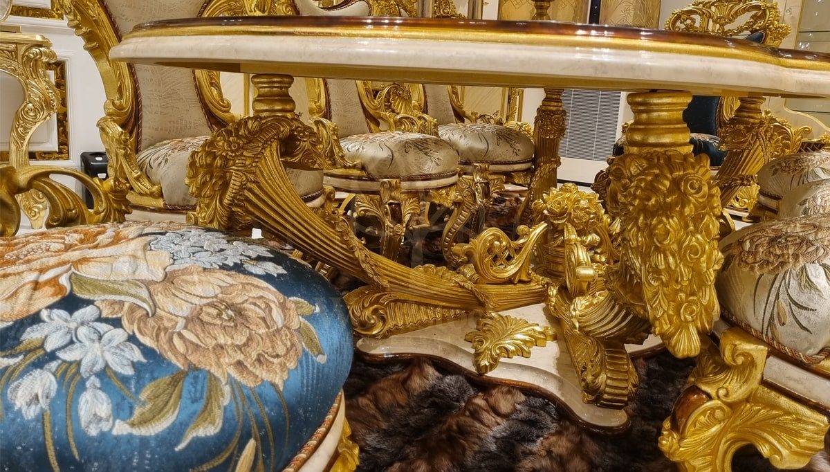Royal Kral Hand Carved Teak Dining Table Set II, Saharanpur, view 7