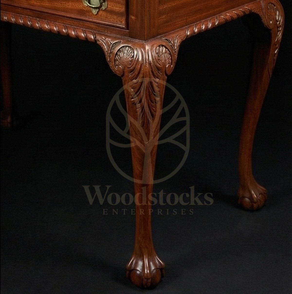 Hand Carved Teak Chippendale Clerk’s Writing Suite, Saharanpur, view 3