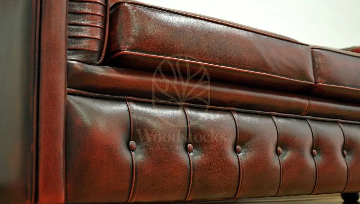 Royal Valentino Brown Chesterfield Hand Carved Teak Sofa Set, Saharanpur, view 5