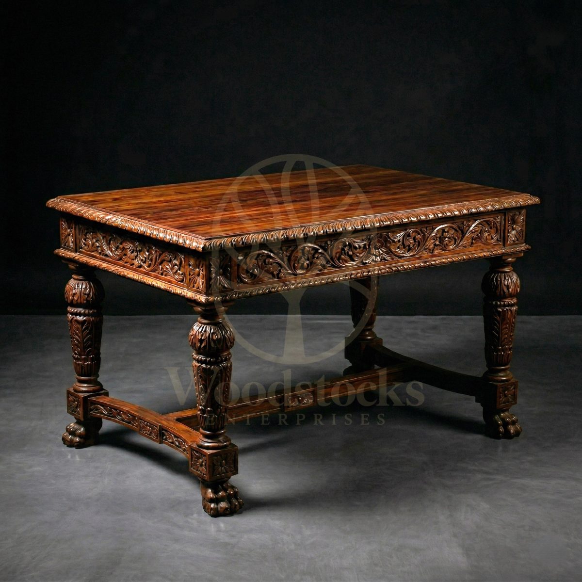 Royal Hand Carved Teak Ghent Baroque Revival Coffee Table, Saharanpur, view 2