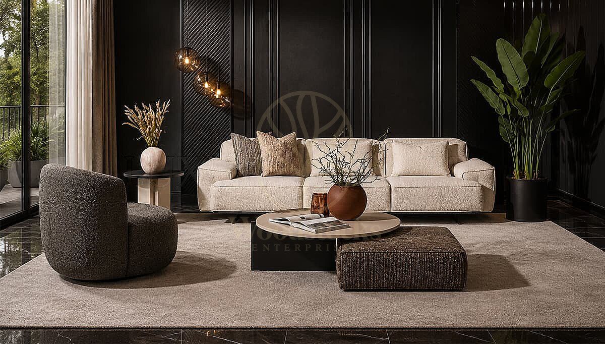 Luxury Varese Grey Handcrafted Teak Sofa Set, Saharanpur, Sofa Set